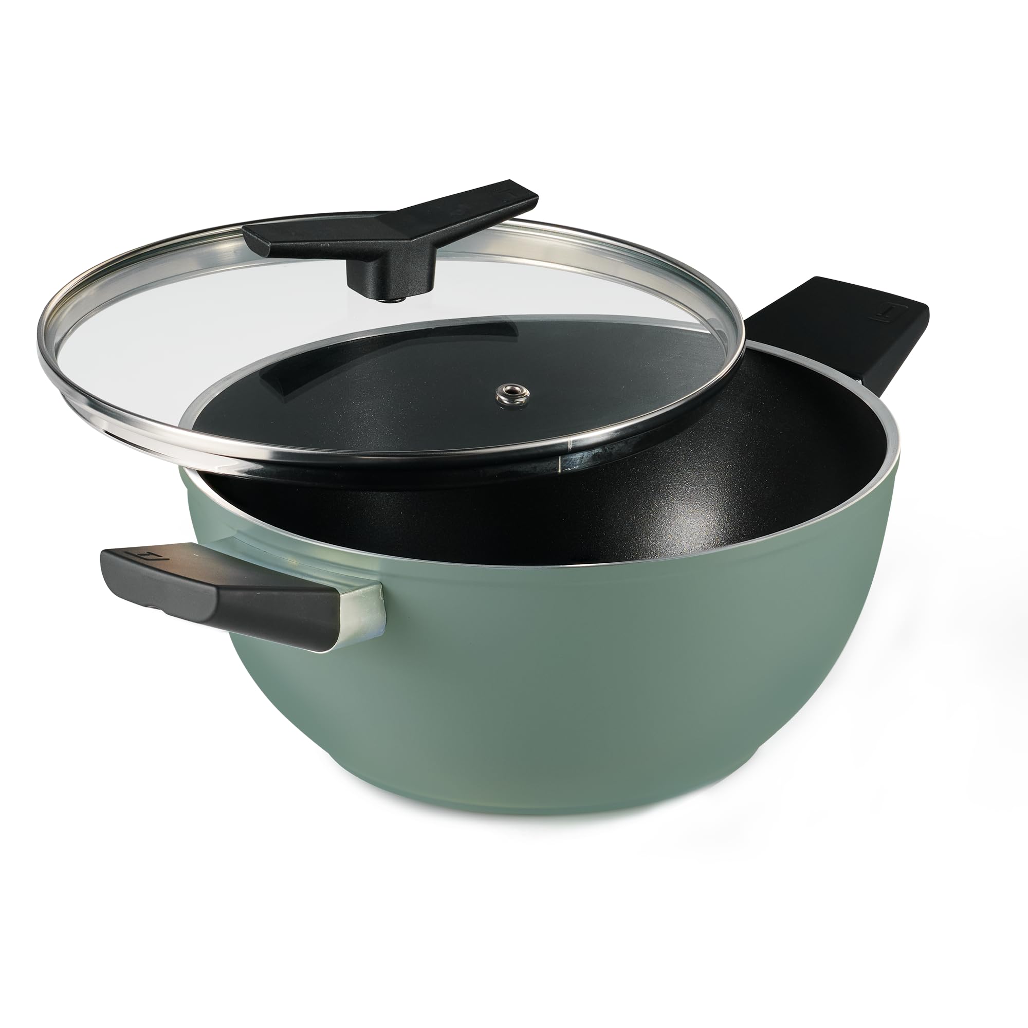 Tramontina Aura Extra Deep 24Cm Kadai With Lid, 3.6L | Reinforced Ceramic Non-Stick Cookware | Quick & Even Heating | Low-Oil Co