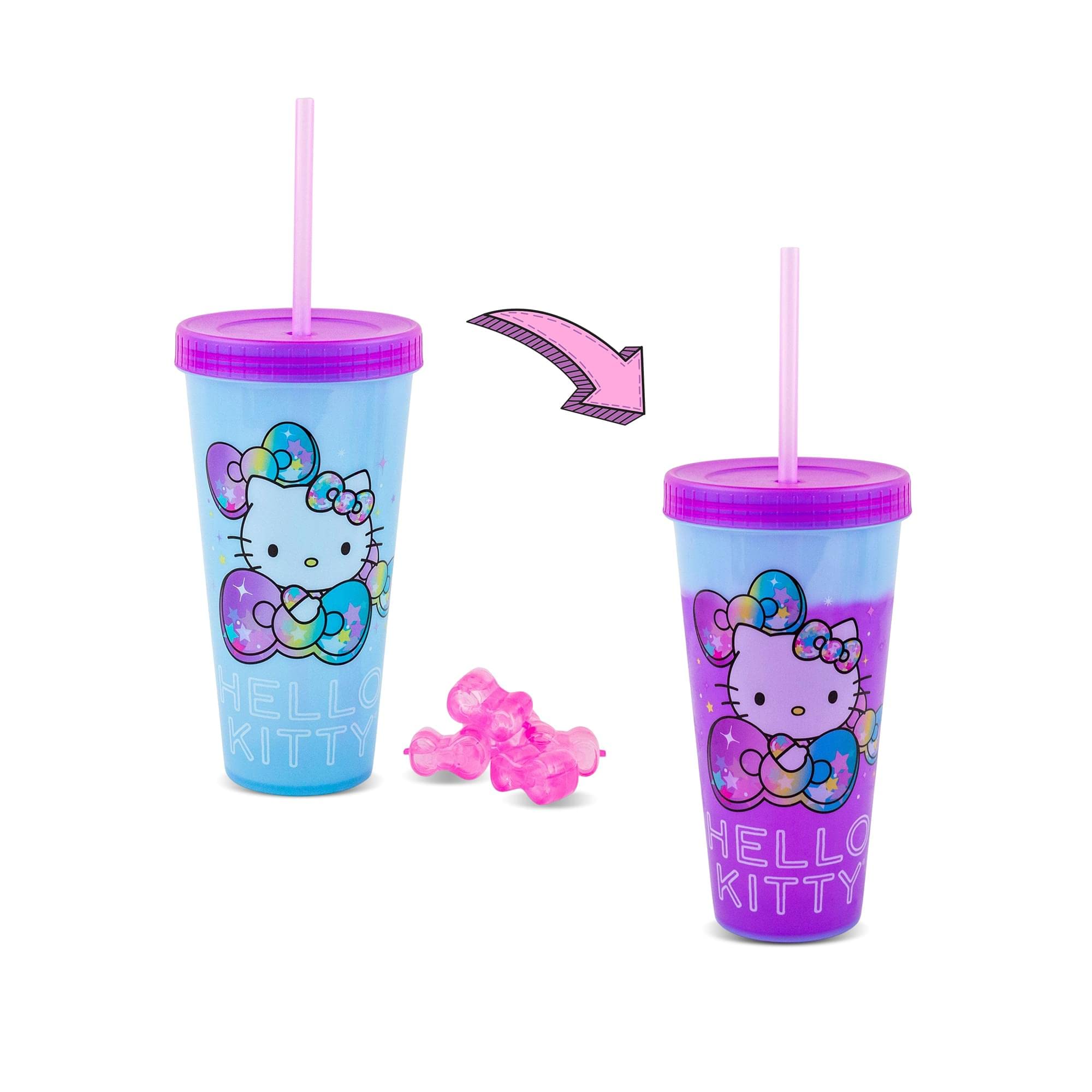 Sanrio Hello Kitty Starshine Color-Changing Plastic Tumbler  Holds 24 Ounces