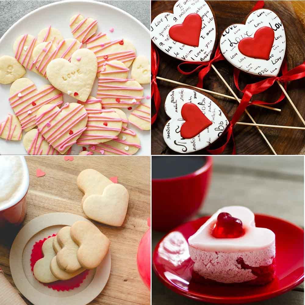 Valentine'S Day Cookie Stencils Coffee Cake Templates Decoration,20 Pcs Reusable Heart Love Powder Sieve Template For Coffee, Ca