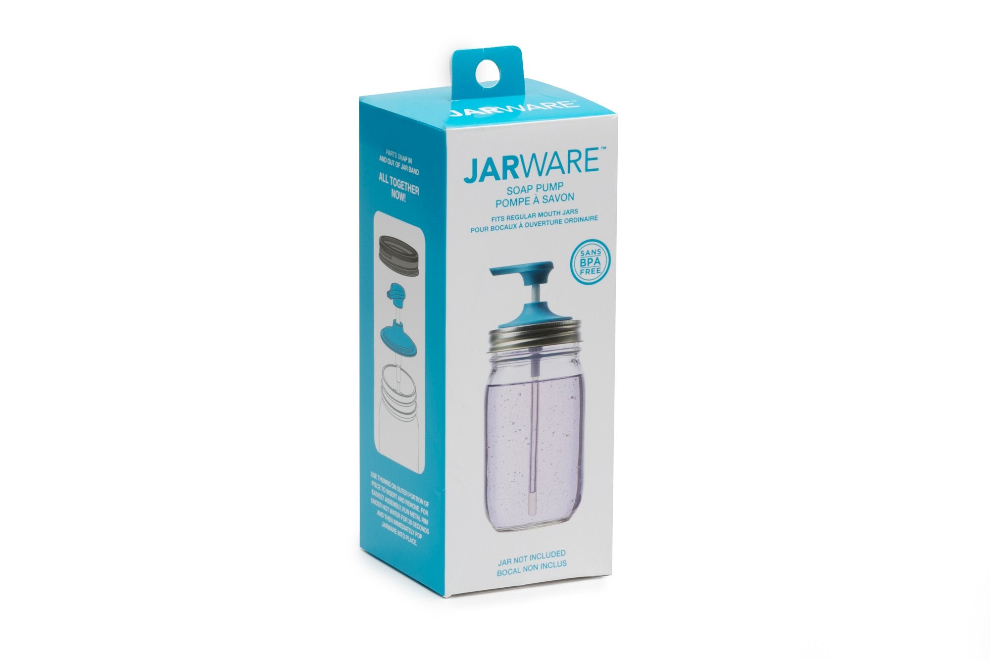 Jarware Soap Pump Lid For Regular Mouth Mason Jars, Blue