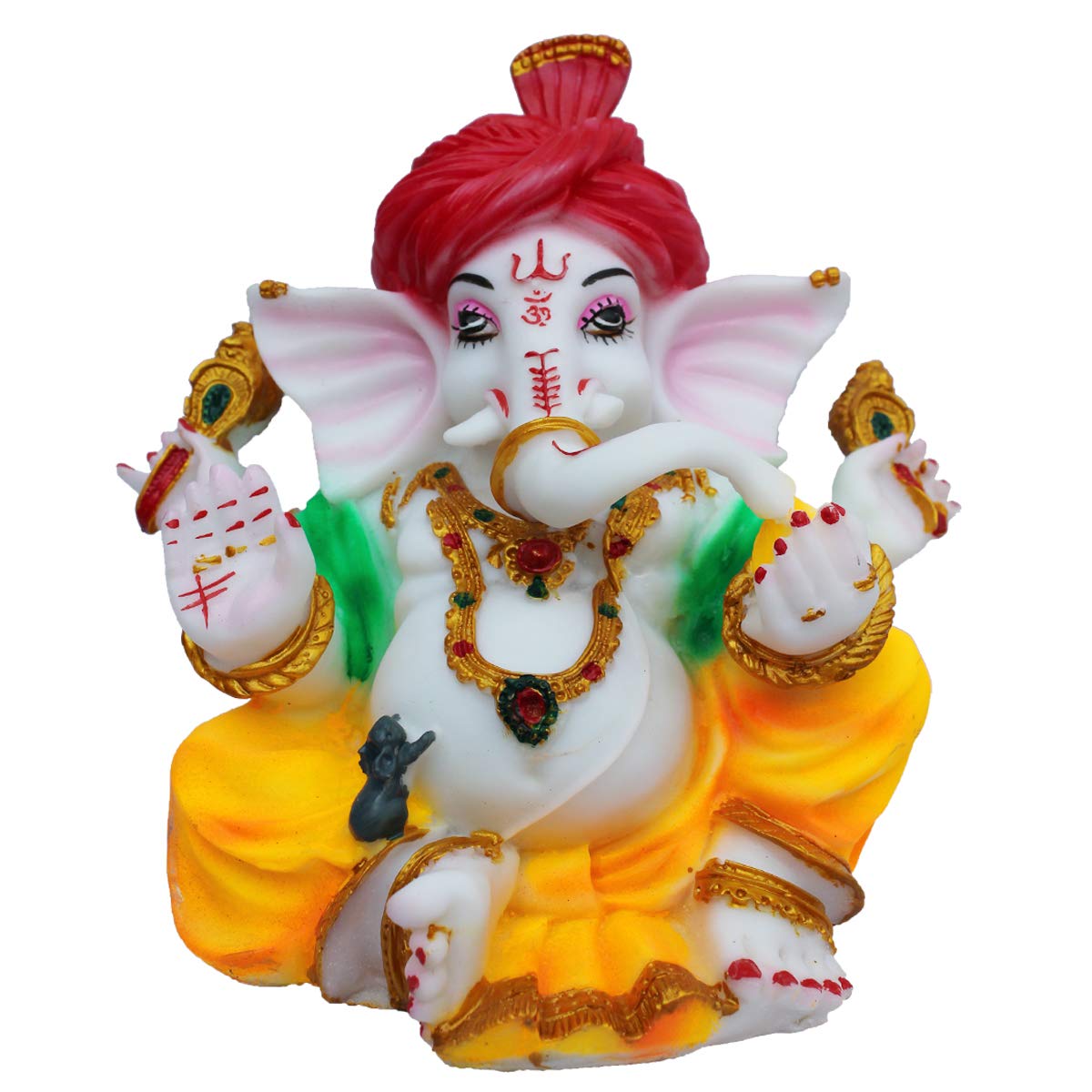 Kd Hub Lord Ganesh Idol For Home Decor & Office - Pagadi Ganesh Murti - (23 Cm) (White)(Medium Size)