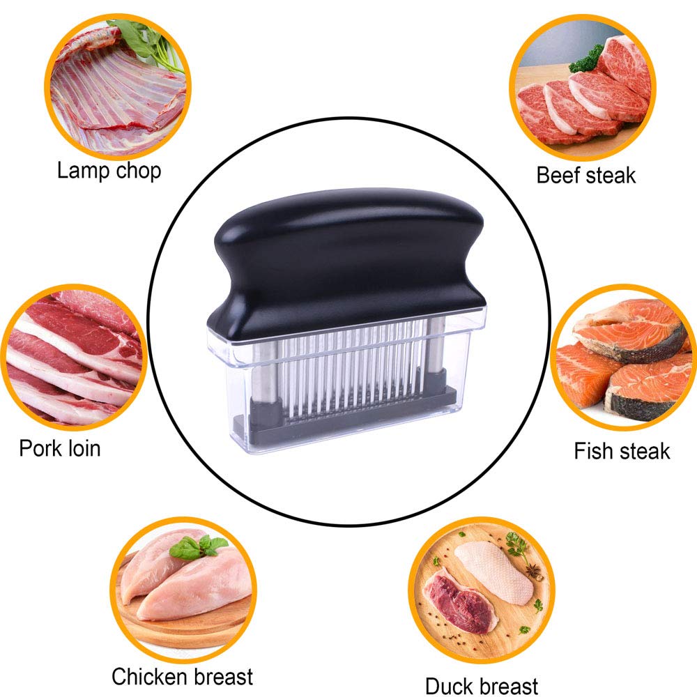 Meat Tenderizer With 48 Stainless Steel Ultra Sharp Needle Blades Heavy Duty Cooking Machine For Tenderizing Beef, Turkey, Chick