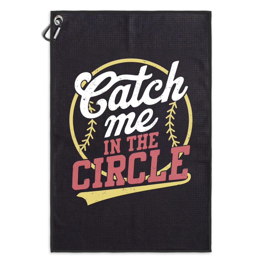 Msticey Catch Me in The Circle Funny Printed Microfiber Soft Ball Towel with Clip, Soft Ball Accessories for Women Girls Mom Sis