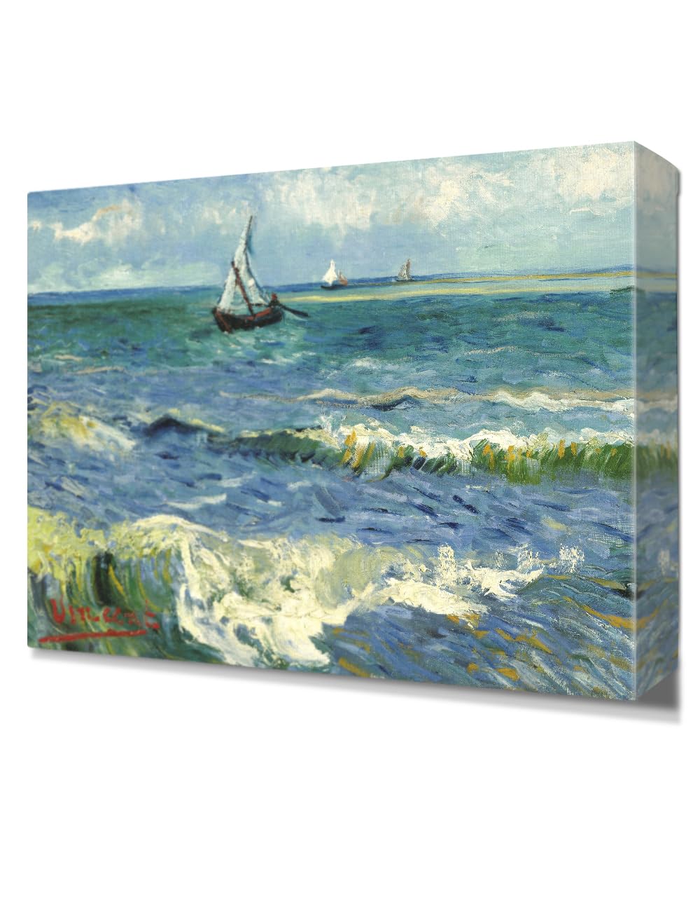 Decorarts - The Sea At Les Saintes-Maries-De-La-Mer, Vincent Van Gogh Art Reproduction. Oversize Giclee Canvas Prints Wall Art F
