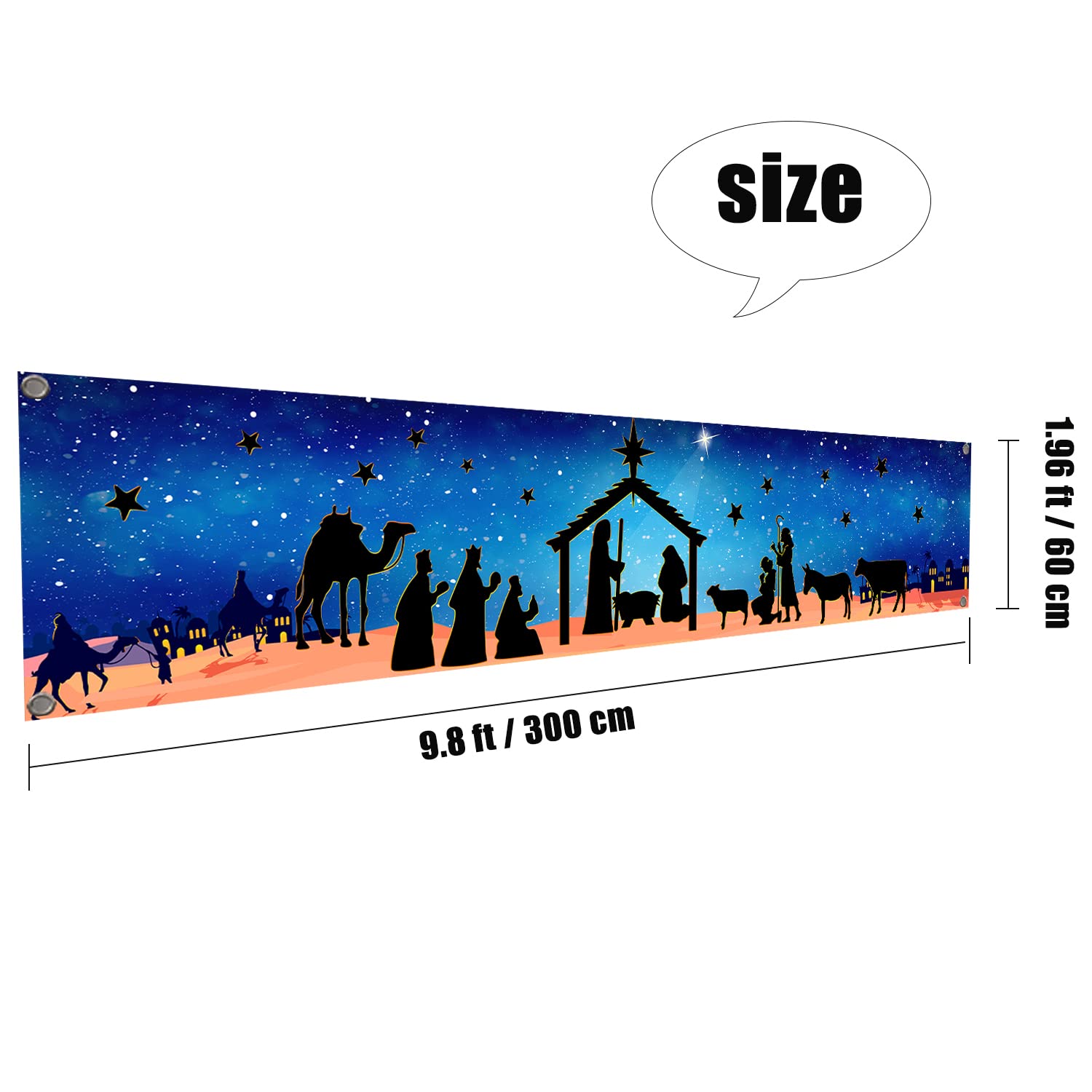 Holy Nativity Christmas Decorations Banner Manger Scene Religious Christmas Yard Sign Banner For Merry Christmas Xmas Outdoor De