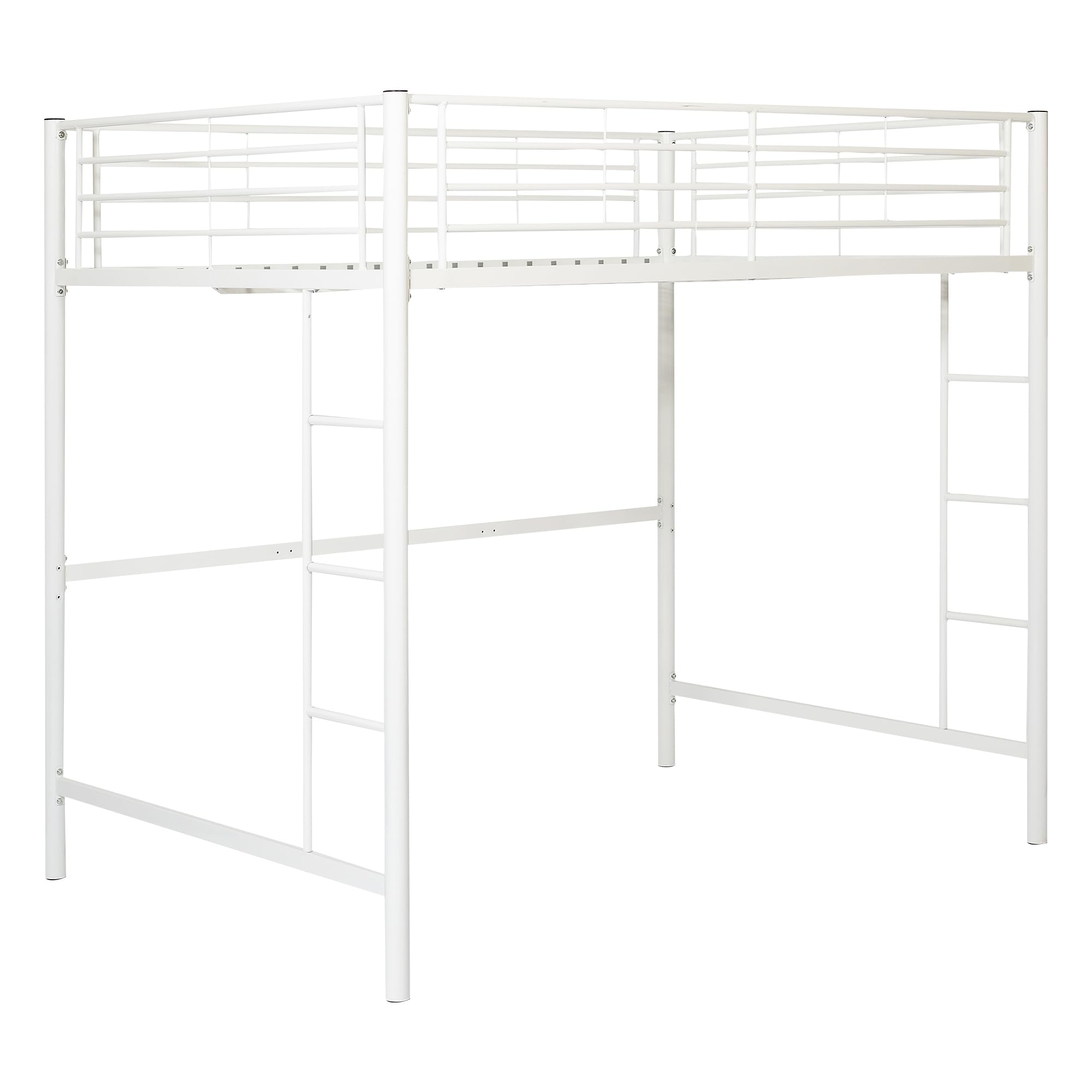 Walker Edison Timothee Urban Industrial Metal Double Over Loft Bunk Bed, Full Double, White