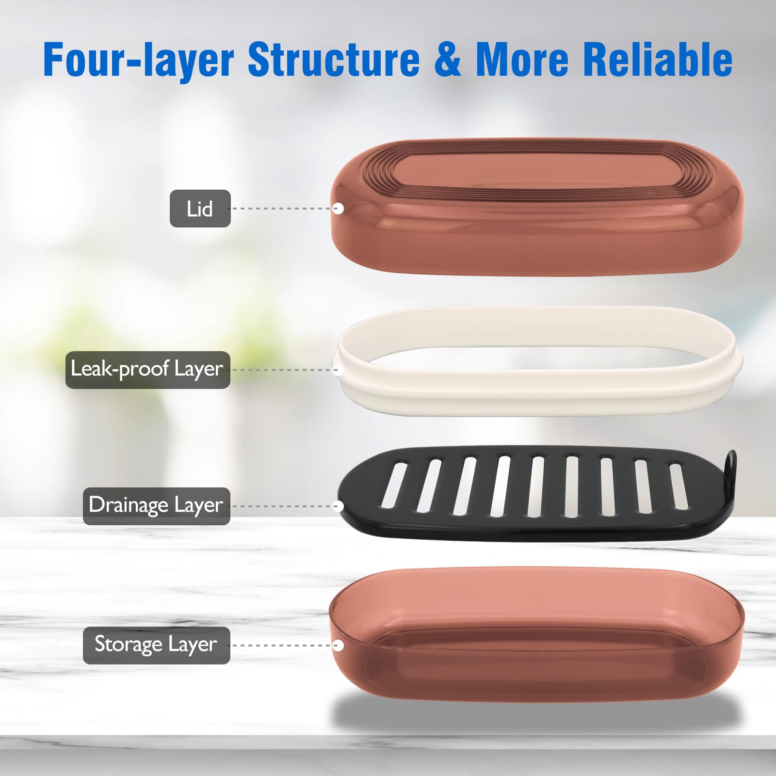 Aimaiaimai Bar Shampoo Holder, Travel Soap Container, Large Soap Box, Soap Dish With Draining Layer, Soap Case For Bathroom, Tra