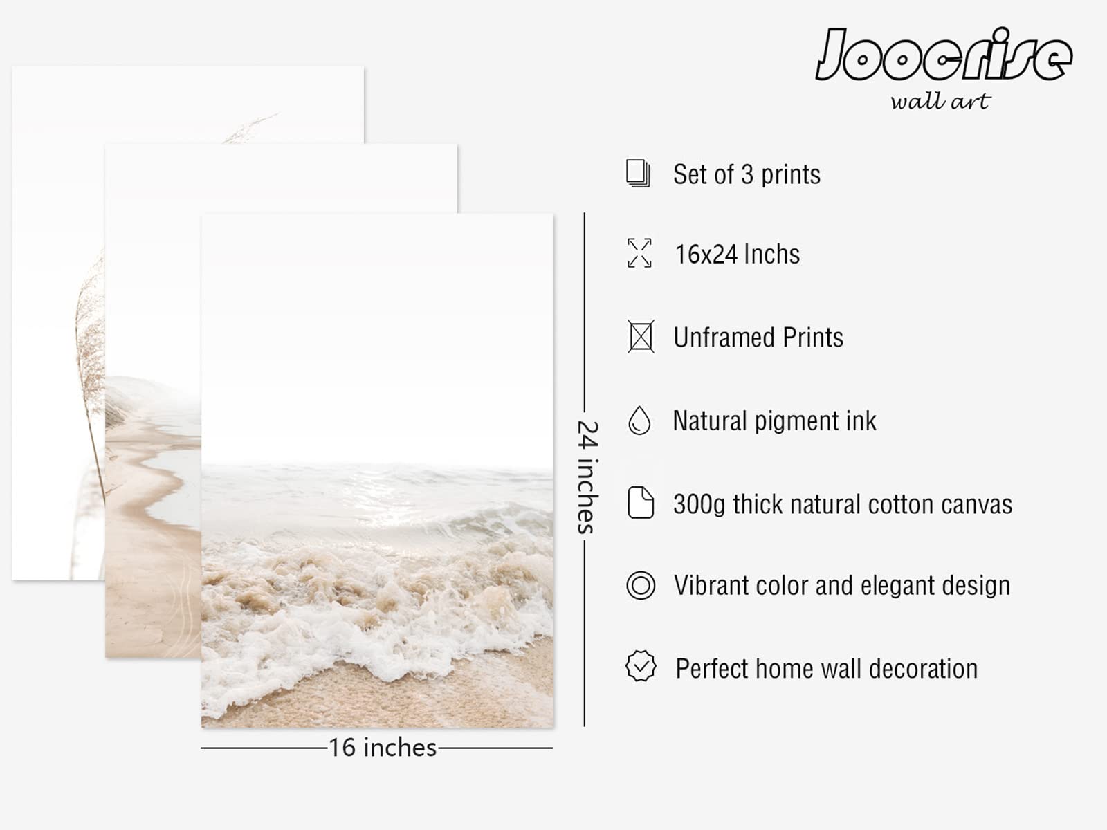 Beach Boho Prints Coastal Canvas Unframed, Beach Pictures Wall Art Pampas Grass Ocean Poster Plant Landscape Beach Scene Artwork