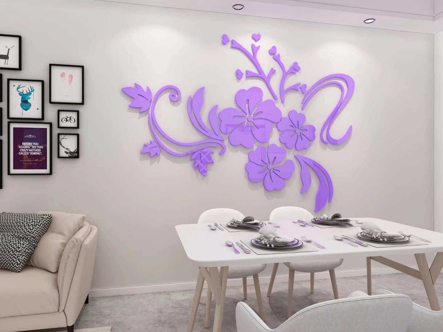 Guangmu Wall Art 3D Flower Pattern Wall Stickers, Living Room Decor For Walls, Acrylic Waterproof Decals, Home Decorations Room