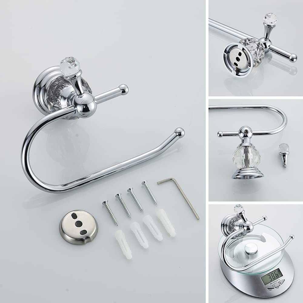 WOLIBEER Crystal Bathroom Accessories  Chrome 24 Inch Towel Bar Set Polished Brass Toilet Paper Holder Towel Ring Coat Hooks Bathroom Hardware 4 Pieces Wall Mounted