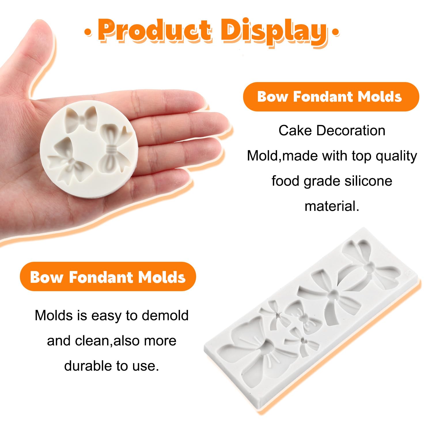 Rfghac Bow Fondant Molds Mini Bow Candy Chocolate Silicone Molds For Cake Decorating Cupcake Topper Polymer Clay Set Of 4