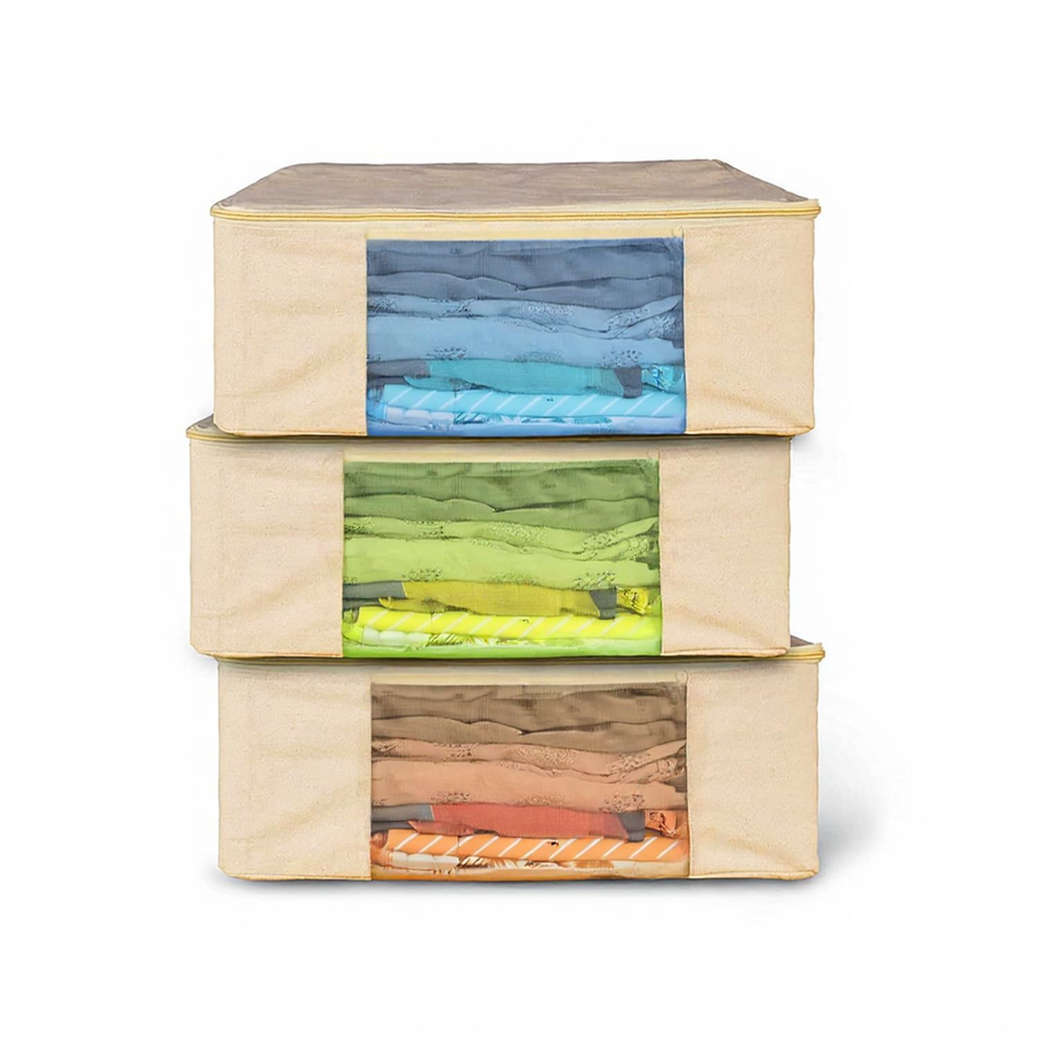 HOLLIO Cotton Clothes Storage Bags Saree Covers For Storage Saree Covers with Zip for Storage Design for Woman Dresses, Sarees,