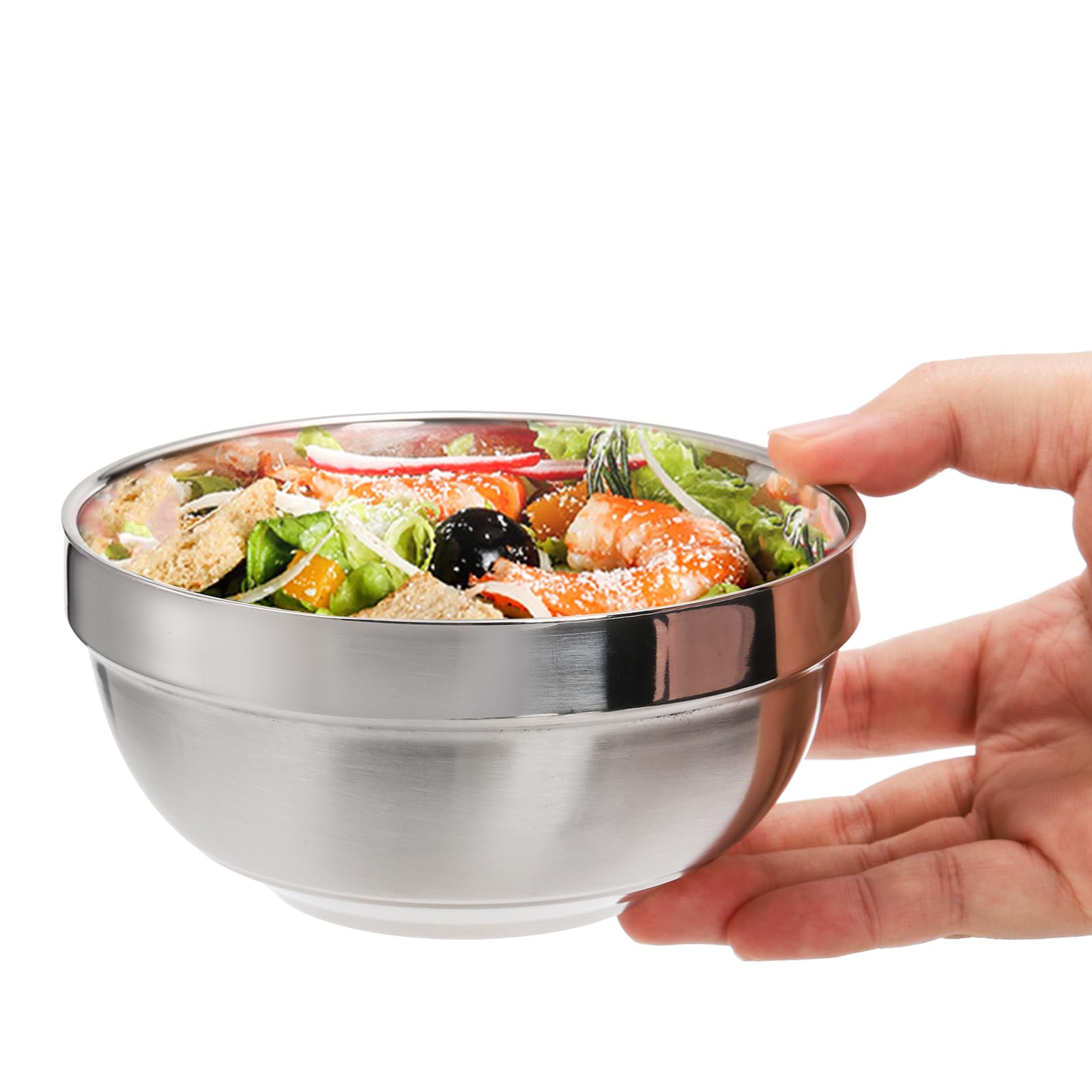 Yarlung 10 Pack Stainless Steel Bowls 5 Inch Snacks Bowls, 15 Oz Soup Bowls Lightweight Salad Bowls Double-Walled Metal Serving