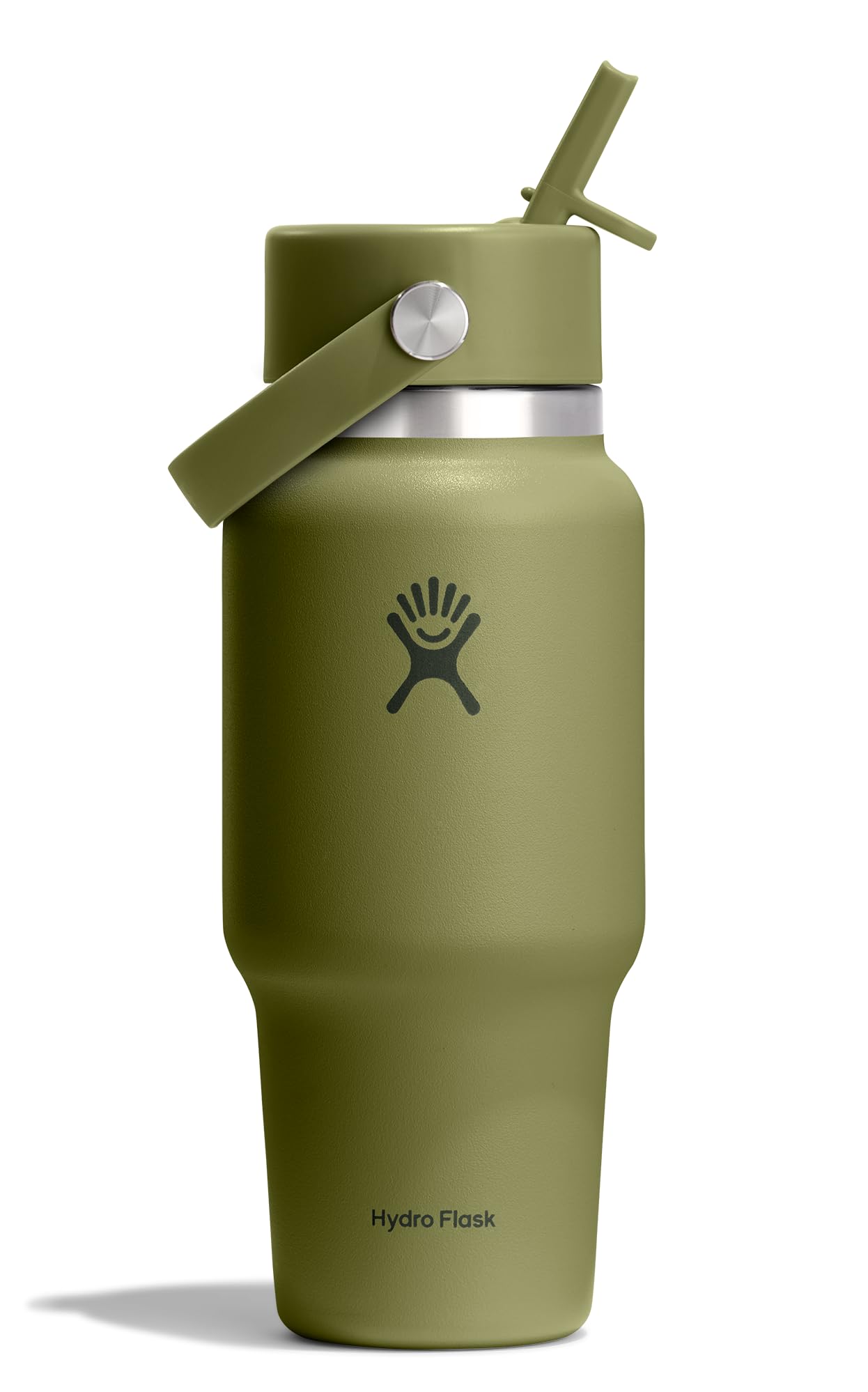 Hydro Flask Travel Water Bottle  Insulated Stainless Steel  Wide Straw Lid, Non Spill, Leakproof in 24 Oz Palmer Green