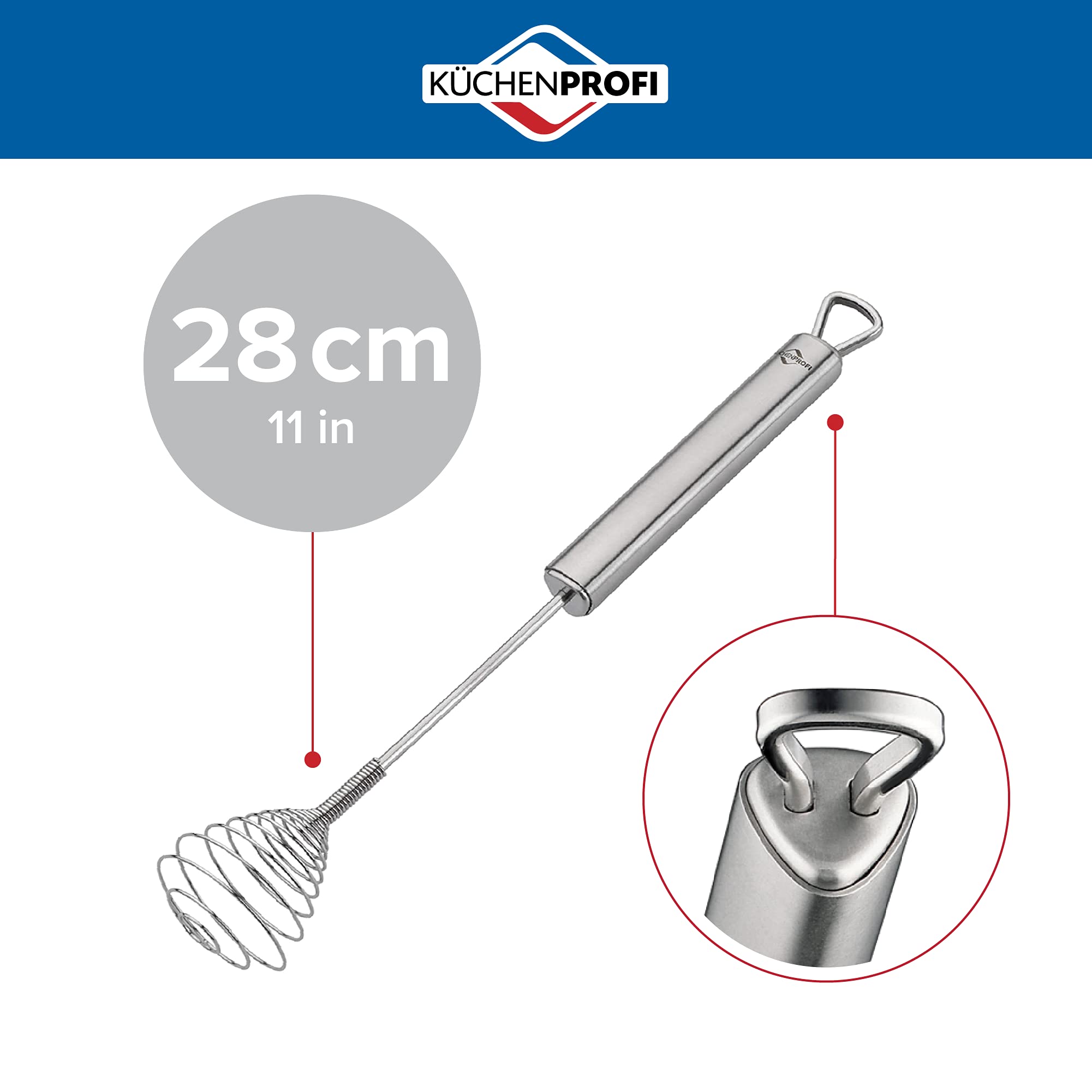 Kchenprofi Stainless Steel Parma Push Whisk, Hand Whisk For Eggs, Batter, And Dough, Metal Whisk For Kitchen Use, 11 Inches