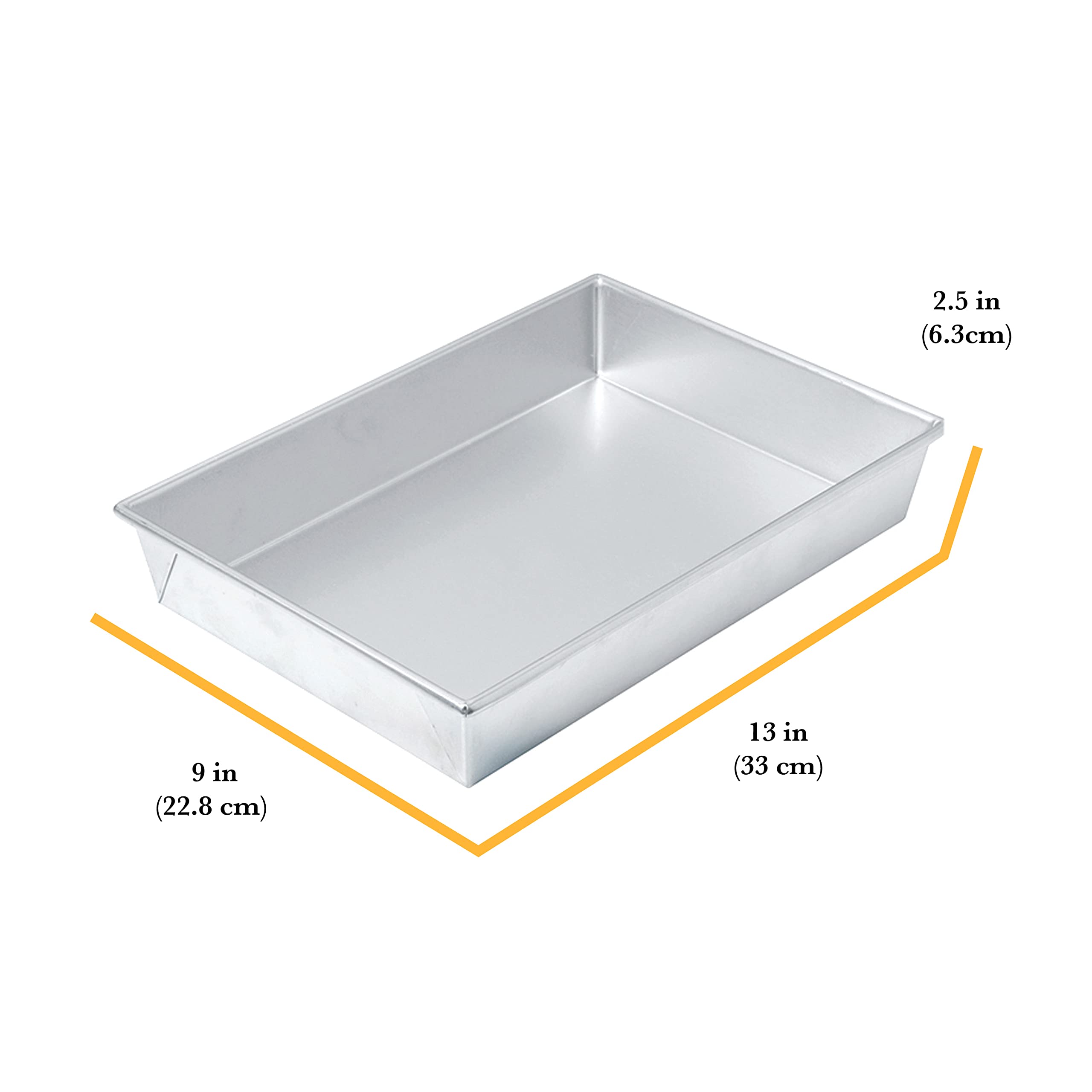 Chicago Metallic Bake N' Roast Pan, Uncoated Steel, 13x9x2.25-Inch, Silver, Model 49945 - Ideal for Roasting Chicken and Vegetables