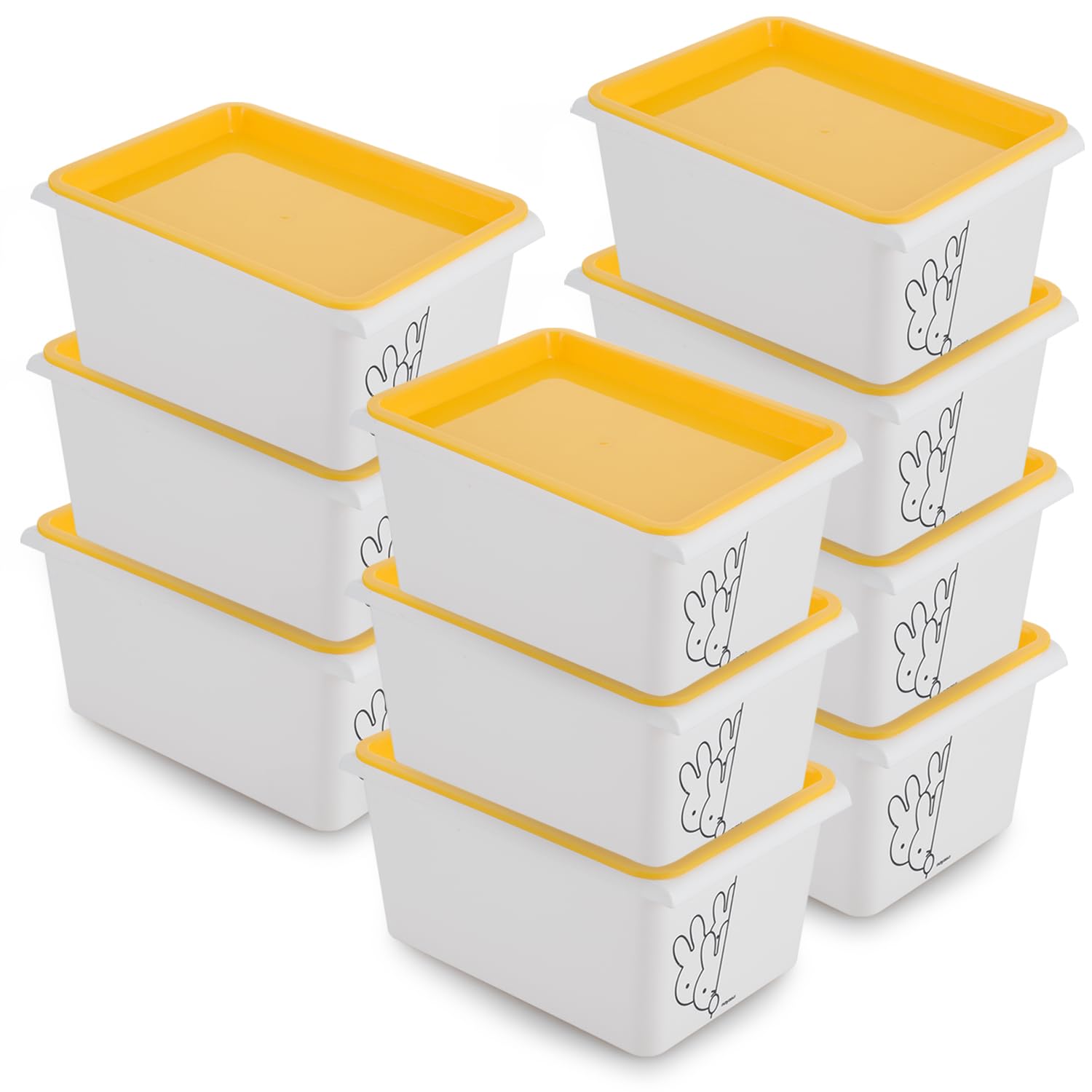 Nayasa Lego Print Stack N Store 5 Ltr, Set Of 10 | Plastic Storage Boxes With Lid | Side Handle | Stackable Boxes | Can Be Used 