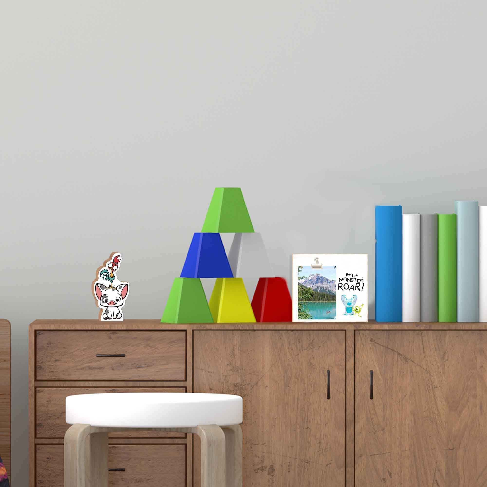 Disney Moana, Pua and Heihei Shelf Sitter Decor - Chunky Wood Block Cutout for Kids  Bedroom, Play Room or Movie Room