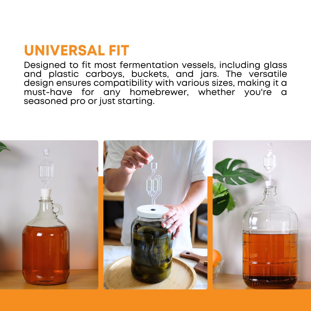 Fastrack 1 Gal Jug W/Twin Bubble Airlock, Polyseal Lid, #6.5 Drilled Stopper