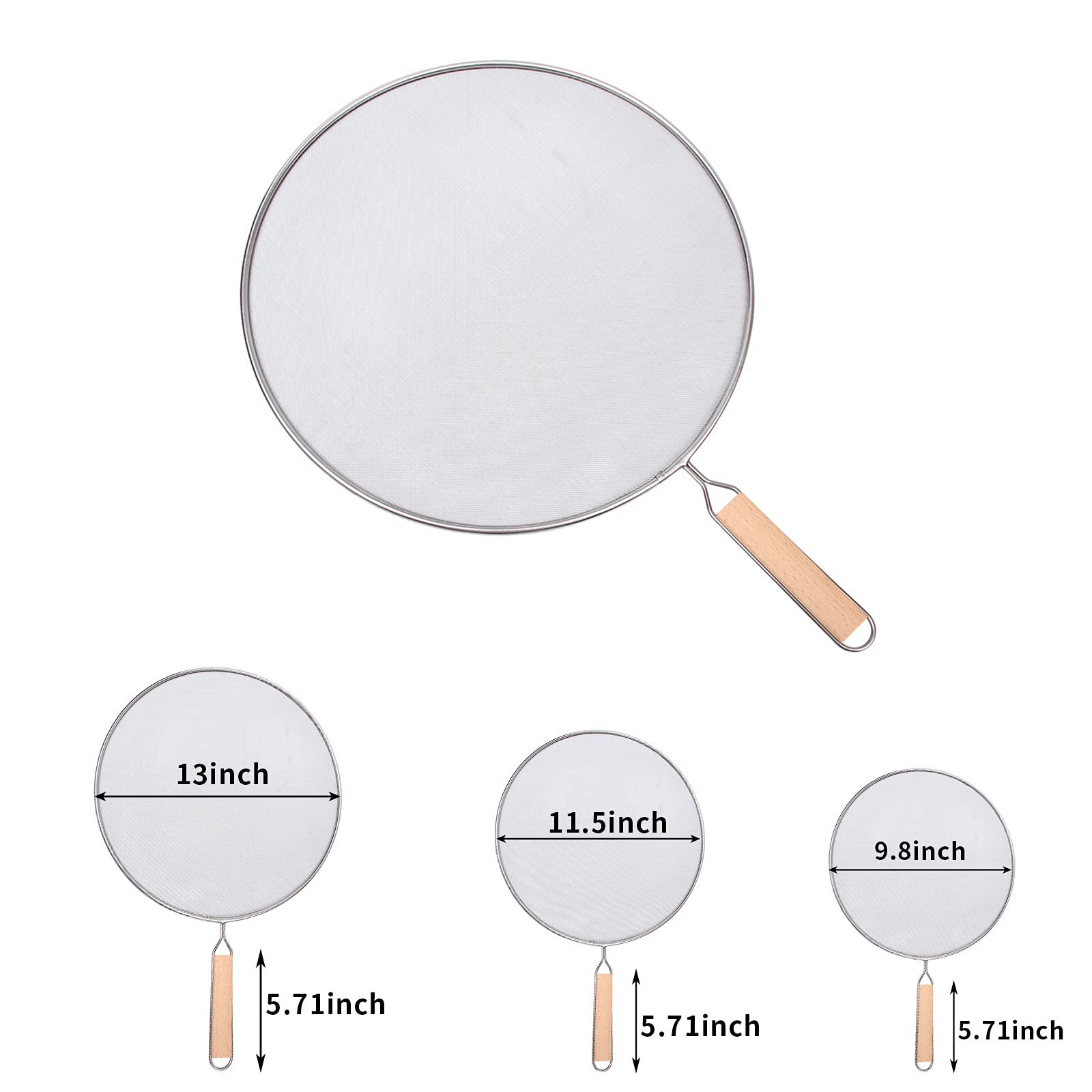 3 Pieces Grease Splatter Screen For Frying Pan, Splatter Guard Mesh Stainless Steel Grease Guard Shield For Kitchen Frying Pan C