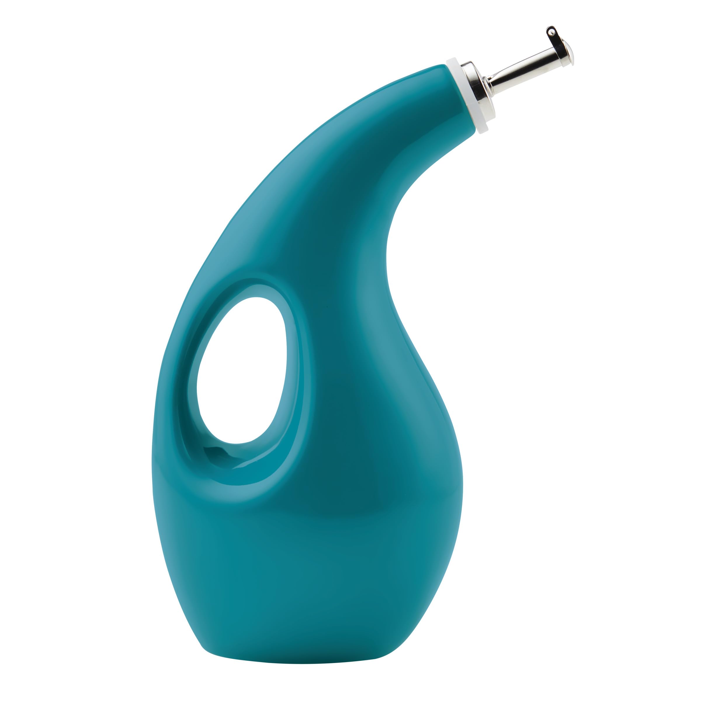 Rachael Ray Ceramics Evoo Oil And Vinegar Dispensing Bottle, 24 Ounce, Turquoise