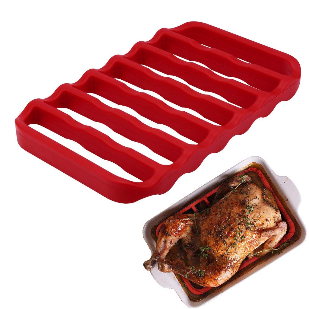 JCOC Non Stick Cooling Rack for Meat,EasyClean Silicone Baking Rack for BBQ & Kitchen Cooling Resting