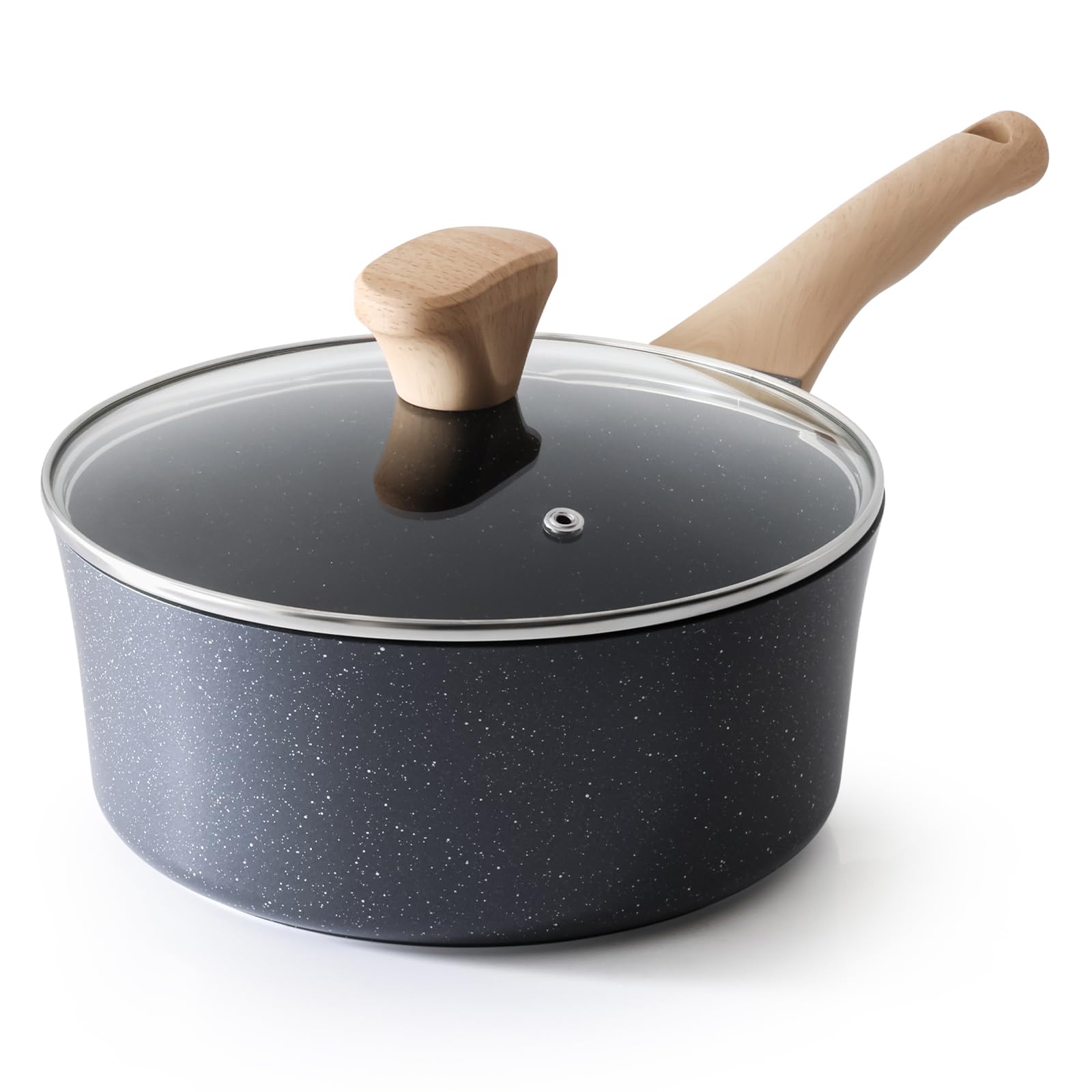AnimoZest Nonstick Saucepan with Lid, 3.5 Quart German Greblon Ceramic Sauce Pan, Non Toxic Sauce Pot with Cover for Multipurpos