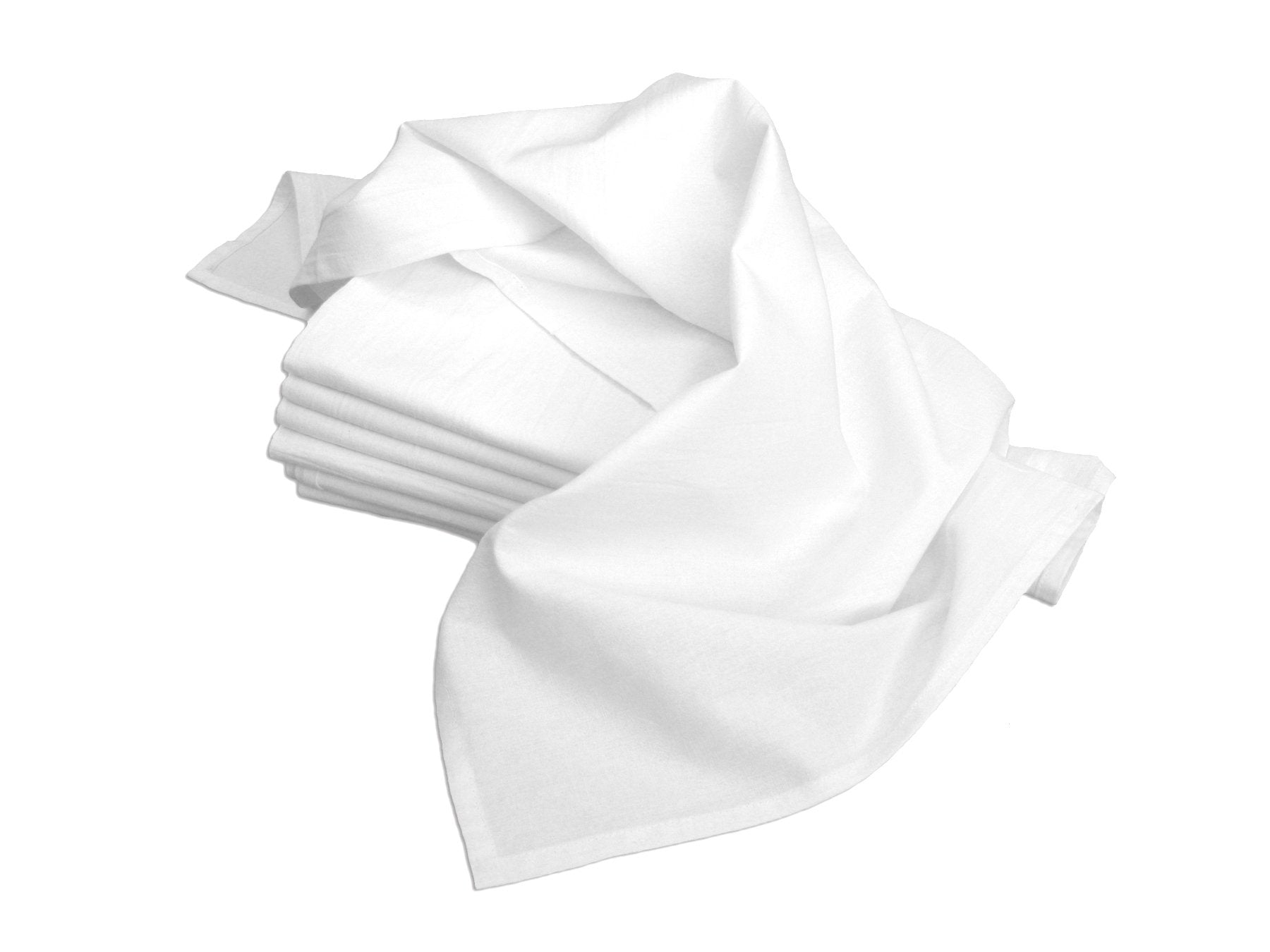 Aunt Martha'S 28-Inch By 28-Inch Flour Sack Dish Towels, Premium 130 Thread Count, White, Set Of 7