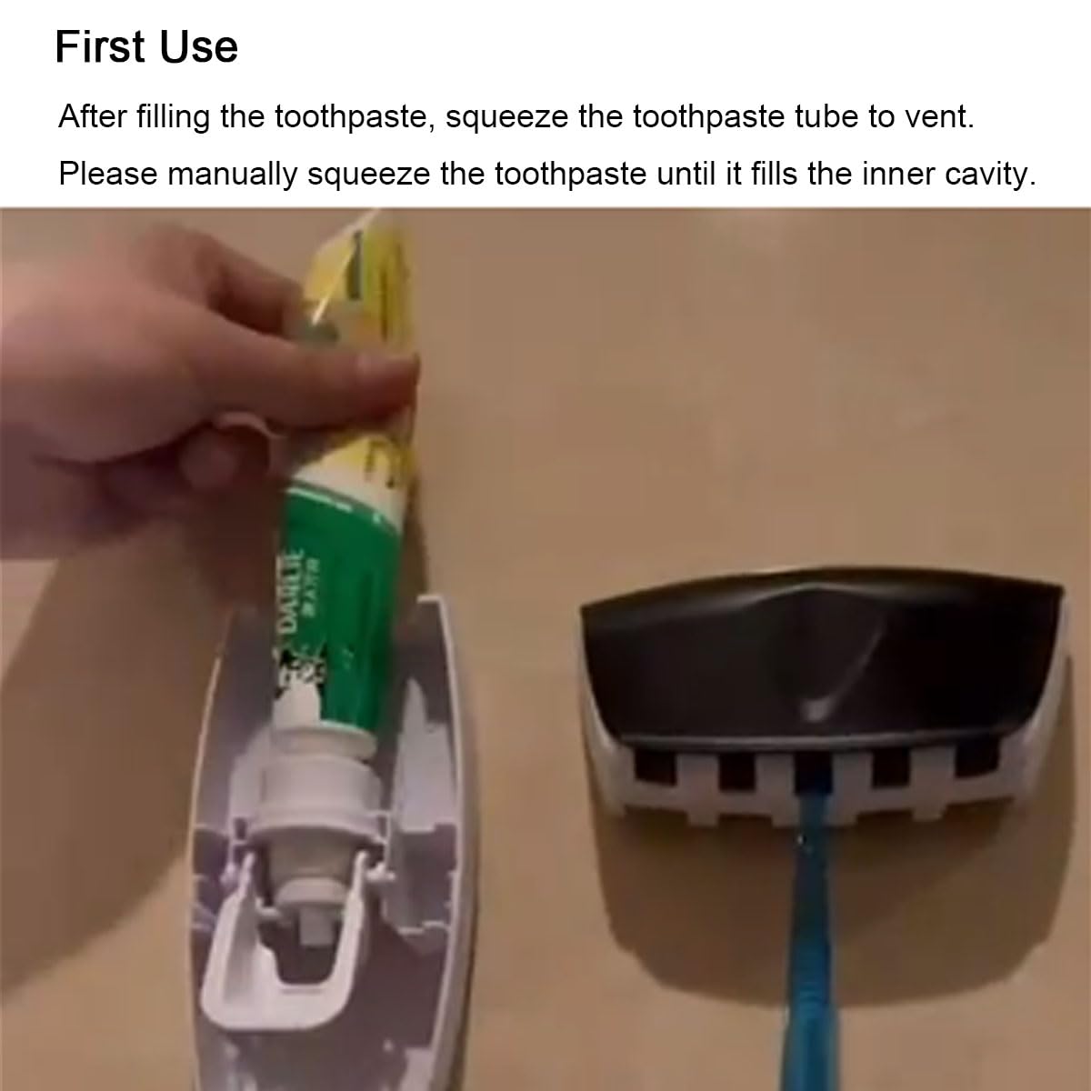 Automatic Toothbrush Dispenser Wall Mount Toothpaste Squeezer And Toothbrush Holder Set For Kids Family Bathroom Use (Black)