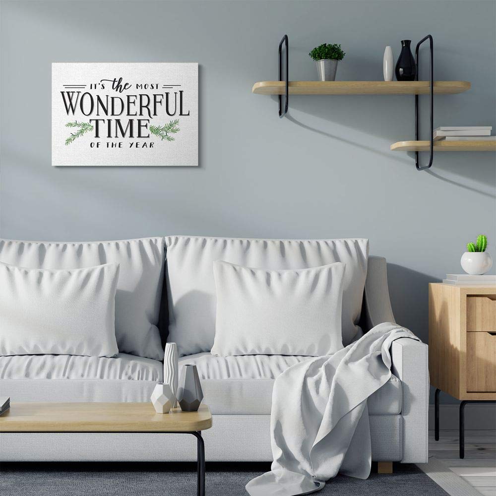 Stupell Industries Most Wonderful Time Christmas Holiday Word Design Canvas, 24 X 30, Multi-Color