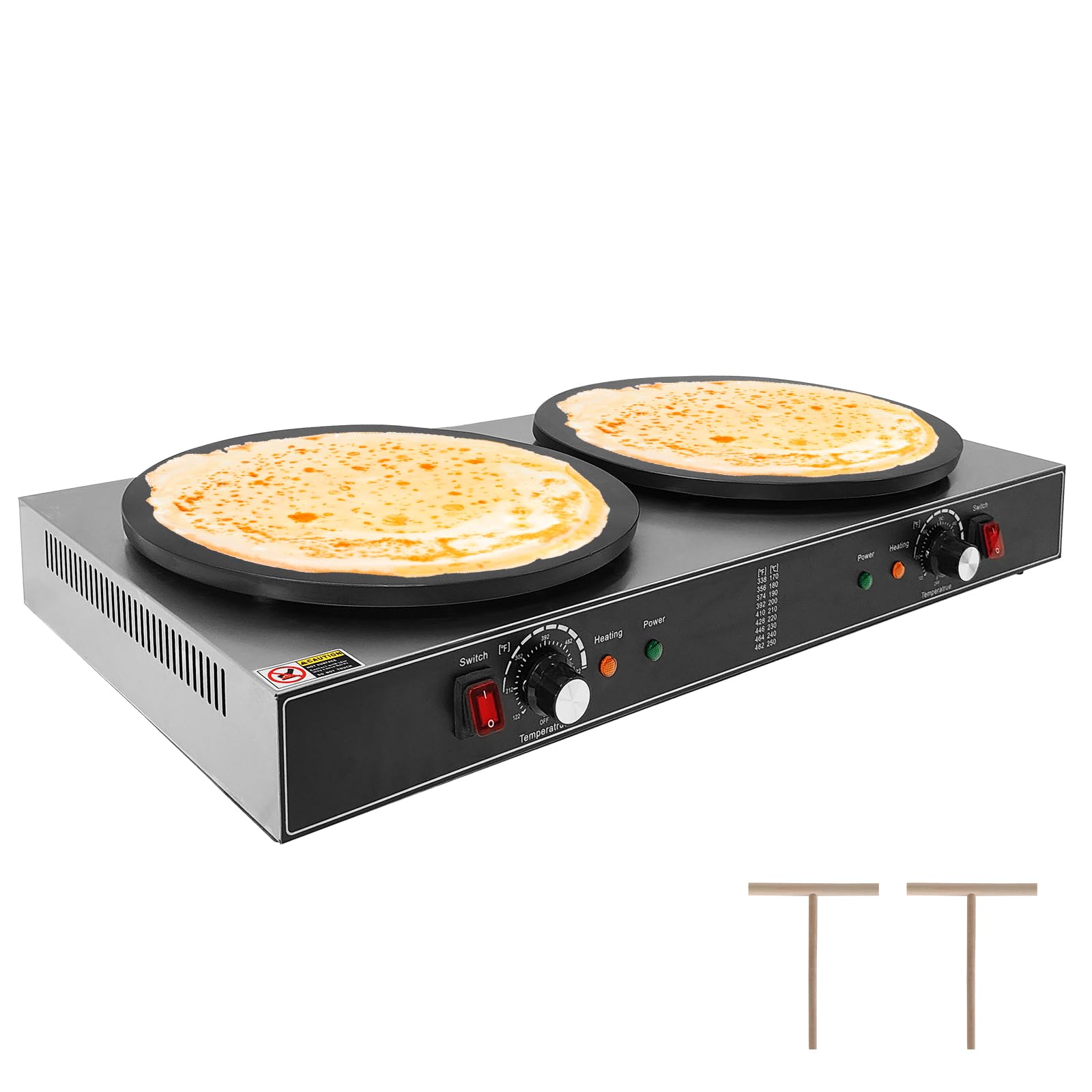 Garvee Electric Crepe Maker,3400 w 110 v Flat Plate Crepe Griddle with Double Plate and Temp Control,Non-Stick Commercial Crepe 