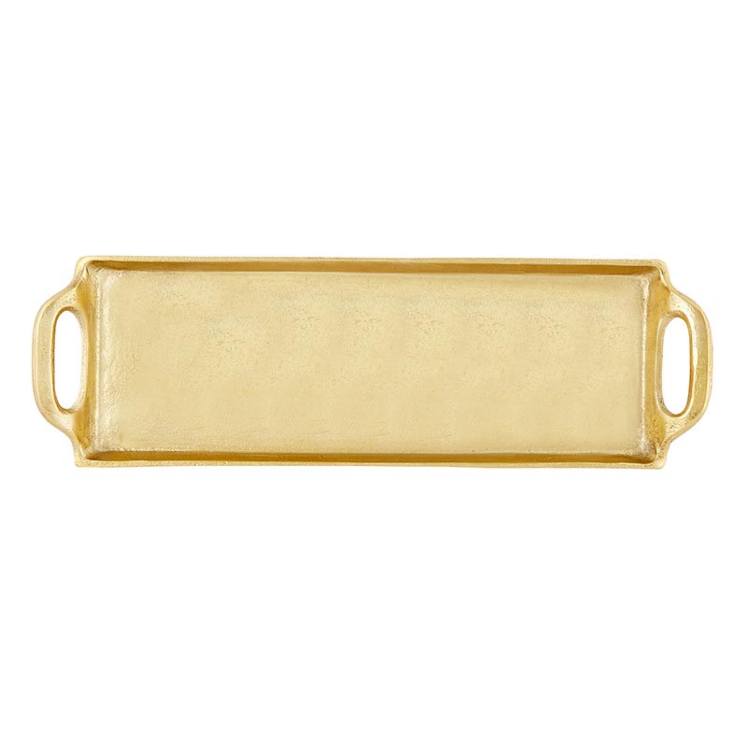 Santa Barbara Design Studio Serving Tray With Handles Rectangular Aluminum Platter, Large, Gold