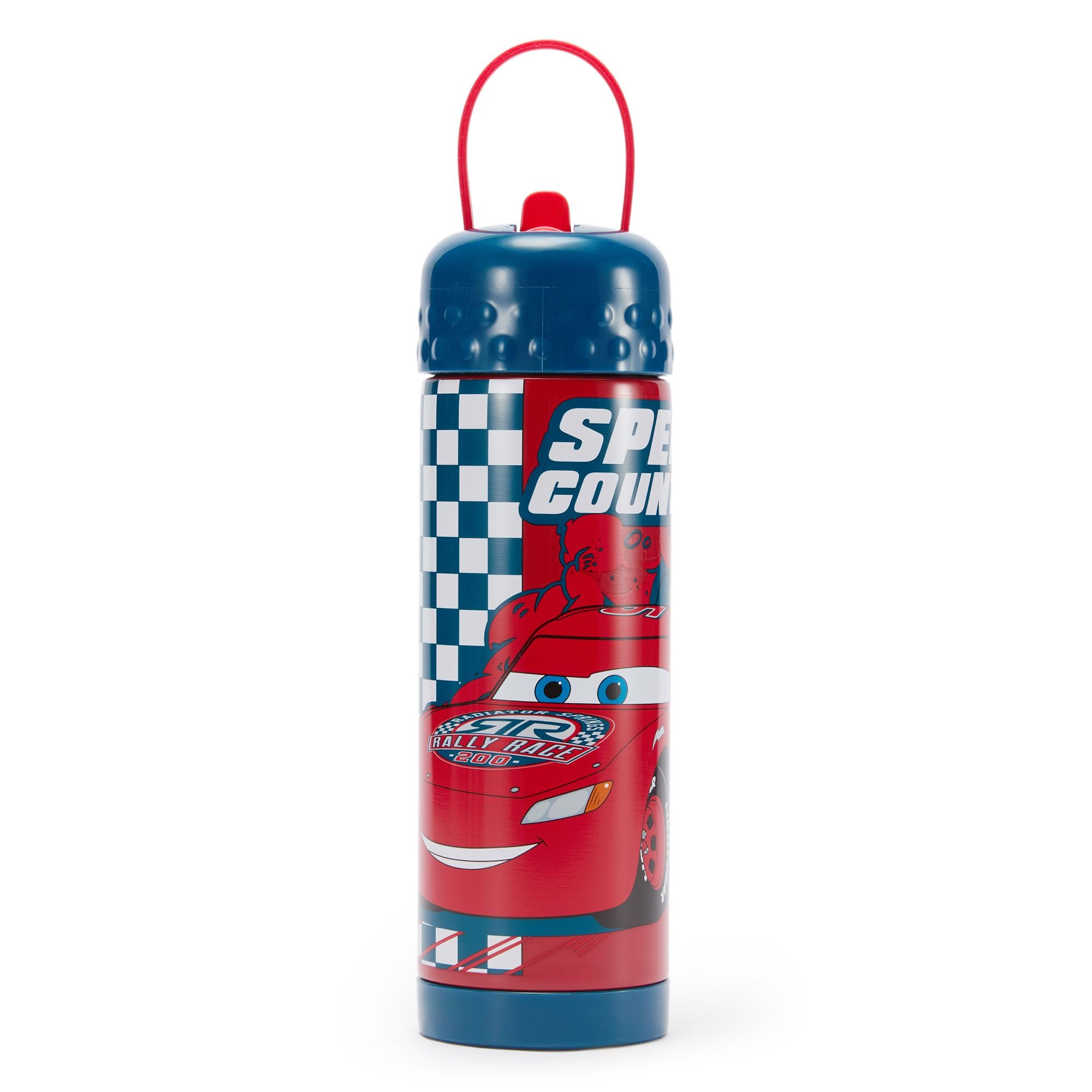Disney Store Official Cars Kids Water Bottle with Straw Lid  16 oz. Insulated Stainless Steel Kids Tumbler  Lightning McQueen 