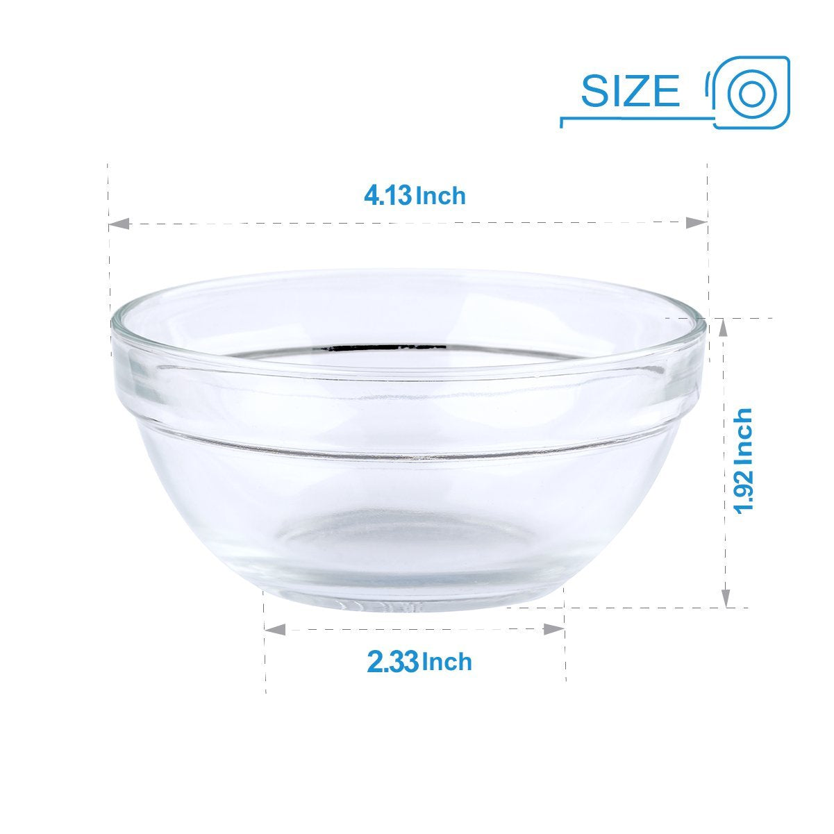 Maredash Mini Bowls 4 Inch Glass Bowls For Kitchen Prep, Dessert, Dips, And Candy Dishes, 6.6 Oz Stackable Dishware Safe,Set Of