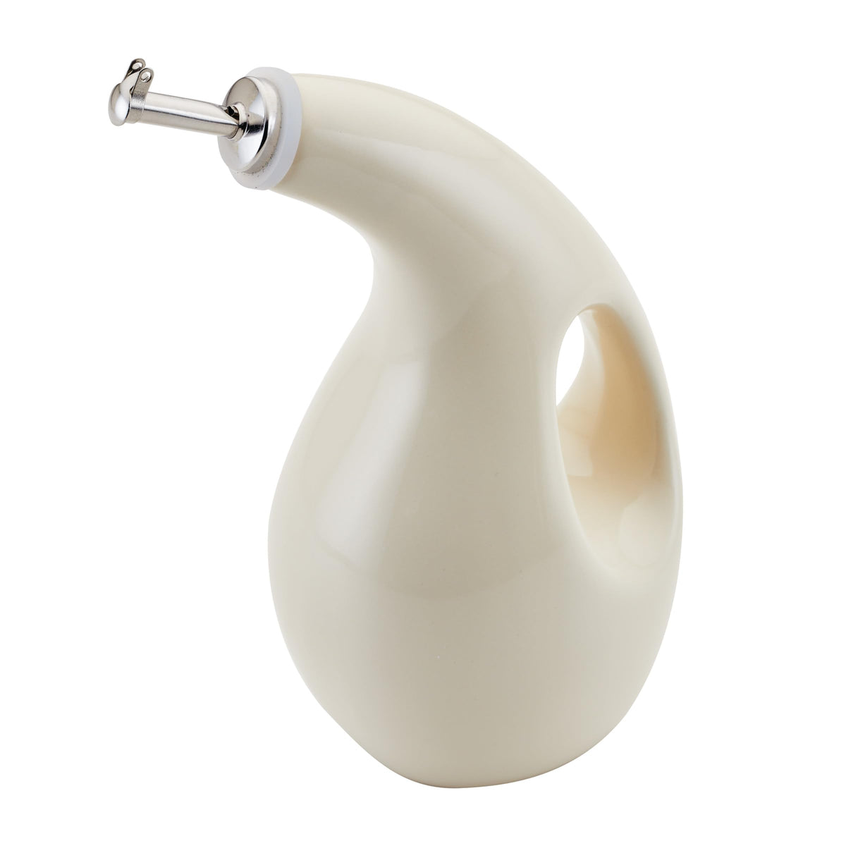 Rachael Ray Ceramics Evoo Oil And Vinegar Dispensing Bottle, 24 Ounce, Almond
