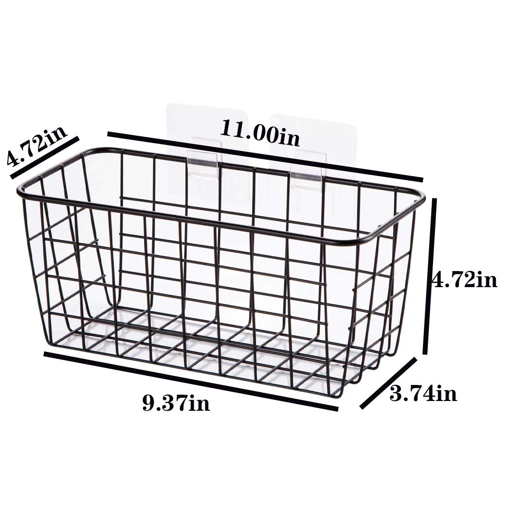 Lele No Drilling Wall Hanging Mounted Metal Wire Baskets With Free Wall Hooks, Kitchen Organization And Storage, Hanging Fruit,