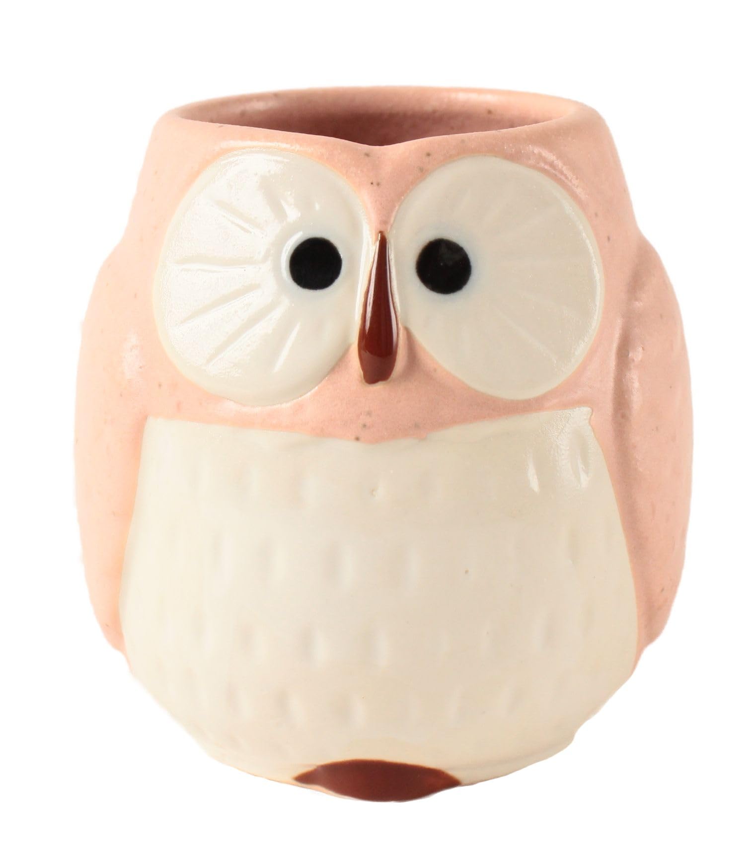 Mino Ware Japanese Pottery Yunomi Chawan Tea Cup Owl Shape (Japan Import) Cpy106 (Carnation Pink)