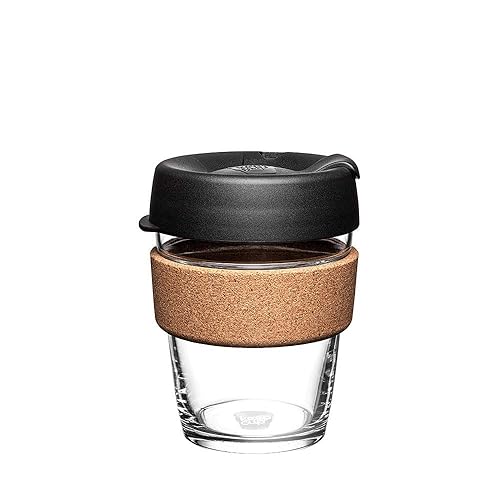 Keepcup Reusable Tempered Glass Coffee Cup  Travel Mug With Spill Proof Lid, Brew Cork Band, Lightweight, Bpa Free  Medium  12Oz