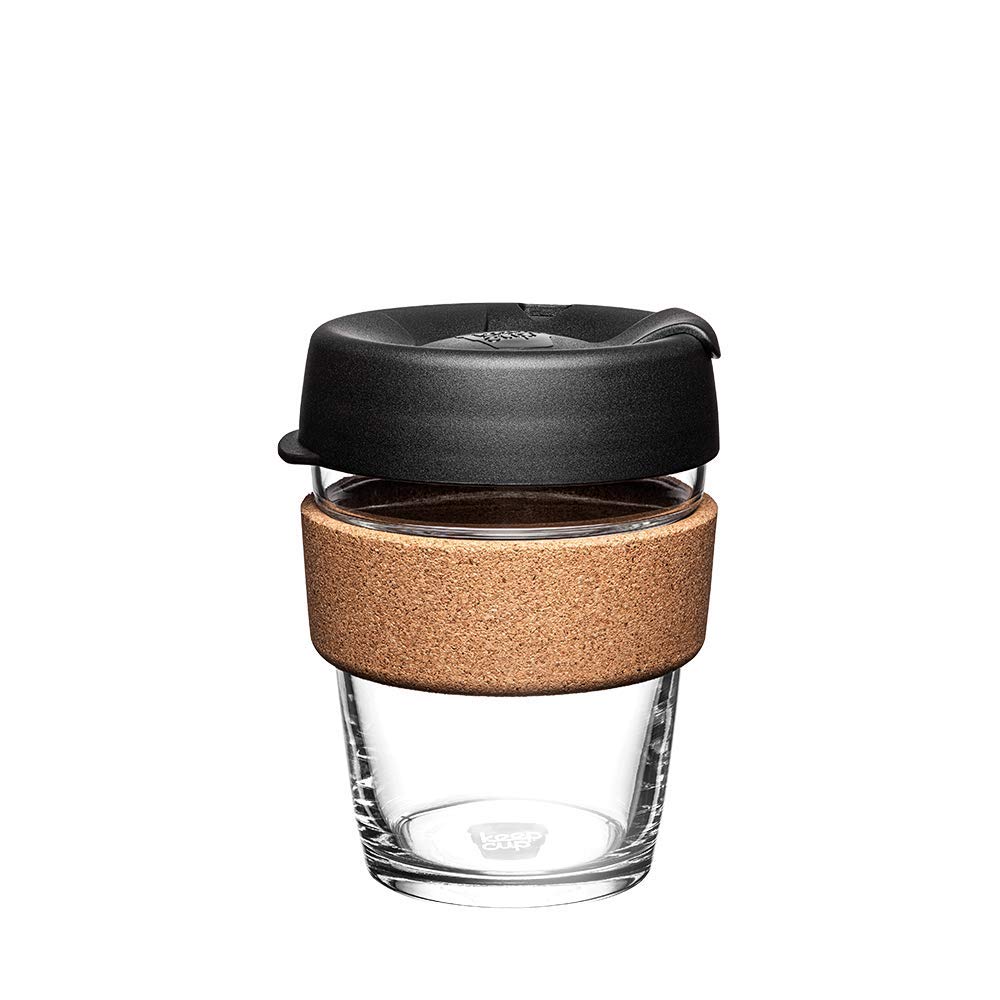 Keepcup Reusable Tempered Glass Coffee Cup  Travel Mug With Spill Proof Lid, Brew Cork Band, Lightweight, Bpa Free  Medium  12Oz