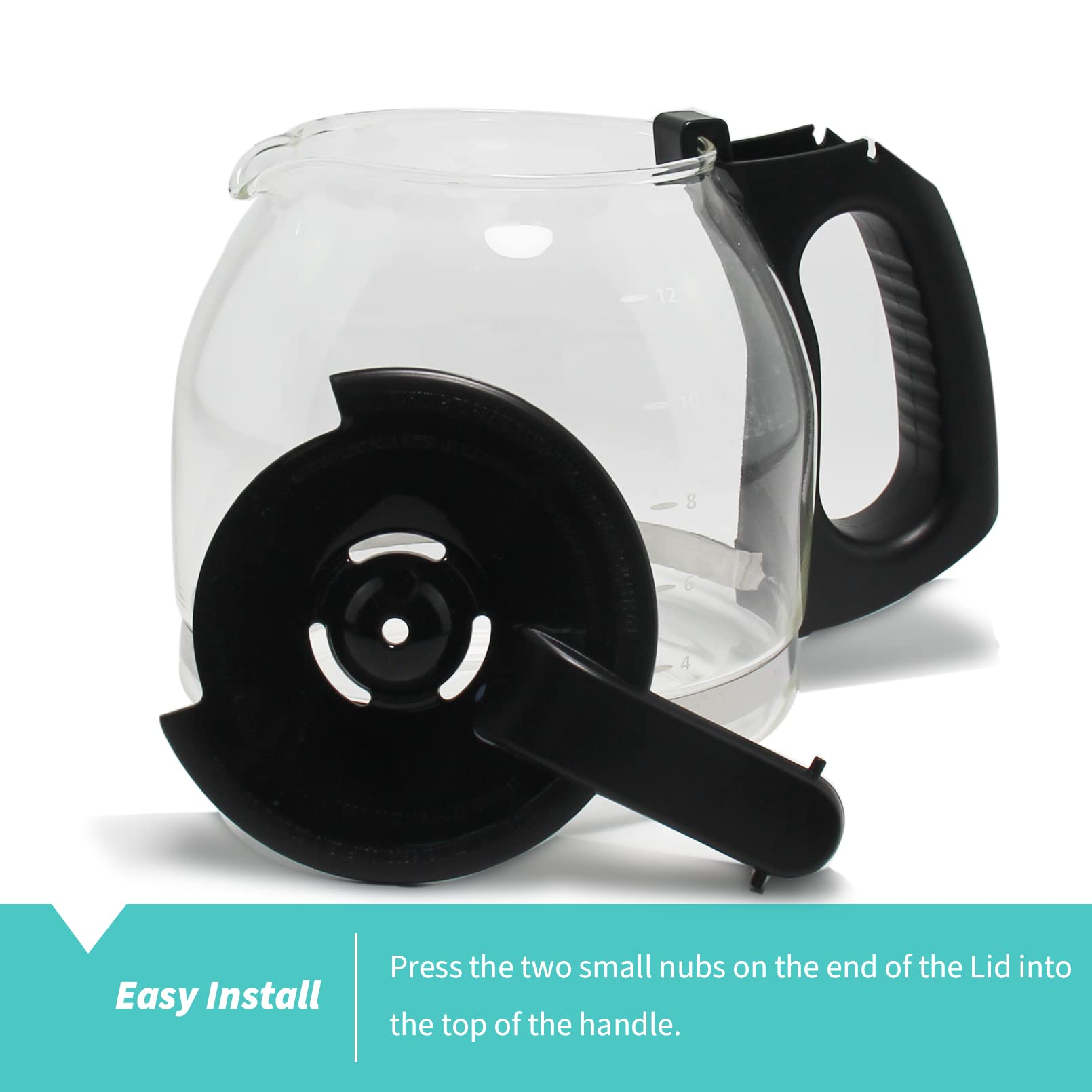 2-Pack Replacement Carafe Lid For Mr. Coffee 12 Cup Glass Coffee Carafe Pot, Part# 112435001000