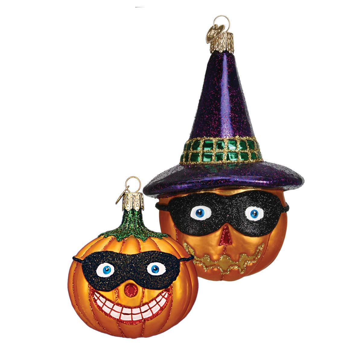 Old World Christmas Masked Jack OLantern Glass Blown Ornament for Christmas Tree, 2 Count