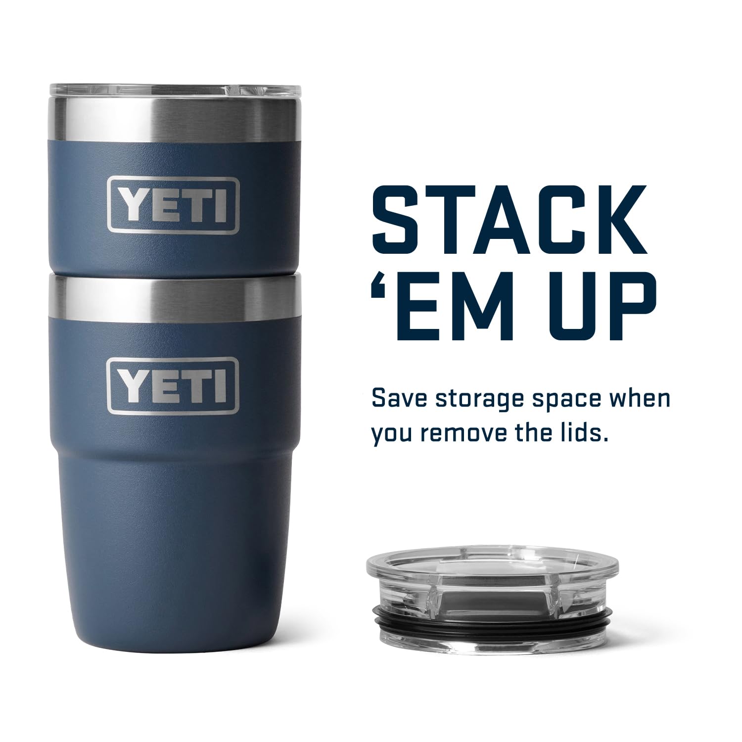 Yeti Rambler 8 Oz Stackable Cup, Stainless Steel, Vacuum Insulated Espresso Cup With Magslider Lid, Navy