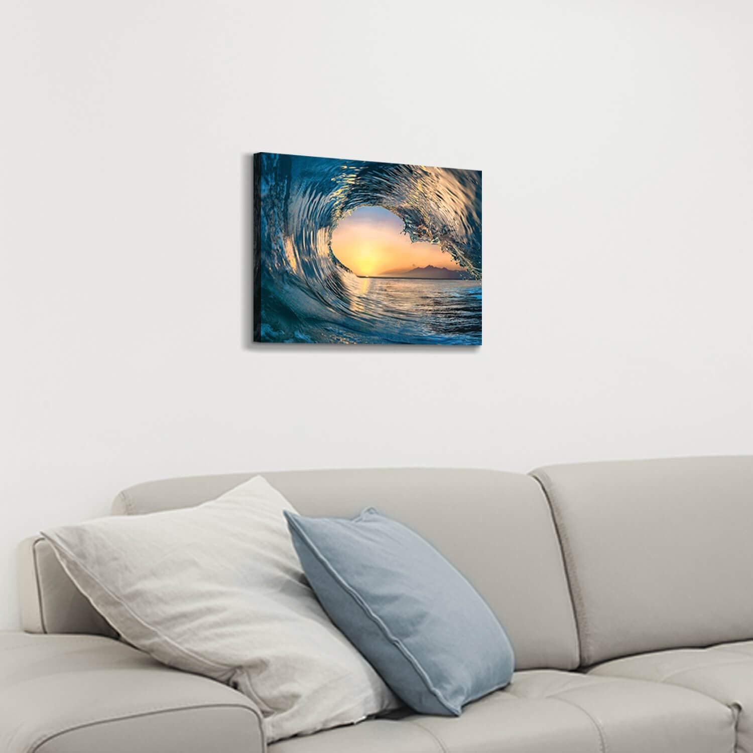 Ocean Wave Picture Wall Art: Tropical Seascape Sunset Canvas Prints For Office (16 ' ' X 12 ' ' X 1 Panel)
