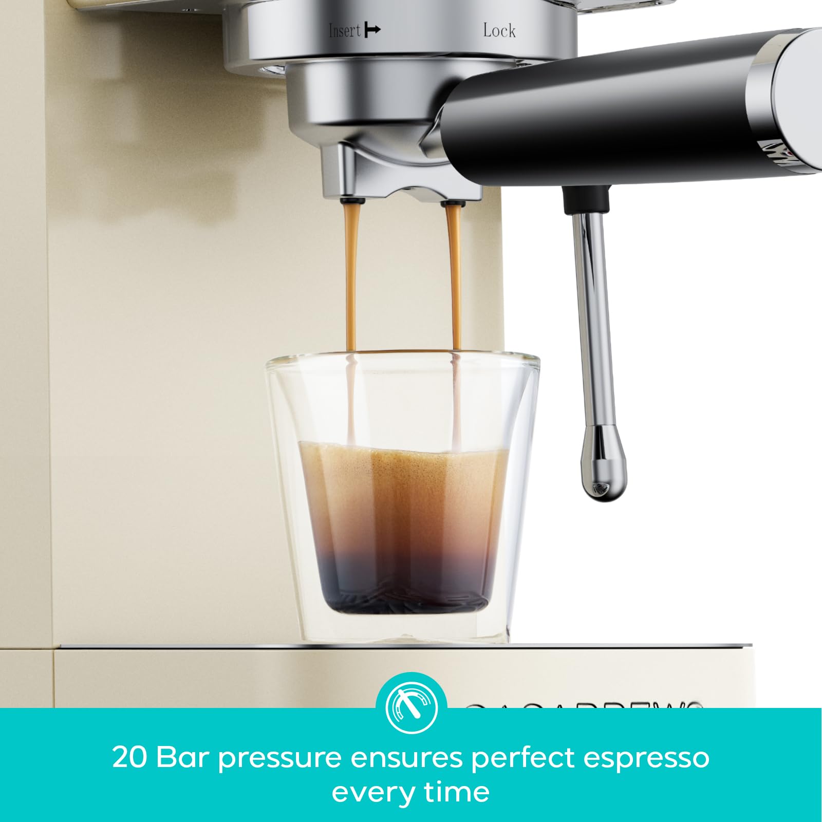 CASABREWS Espresso Machine 20 Bar  Stainless Steel Coffee Maker with Steam Milk Frother  Espresso Coffee Machine Cappuccino Latte Machine with 49oz Removable Water Tank  Creamy