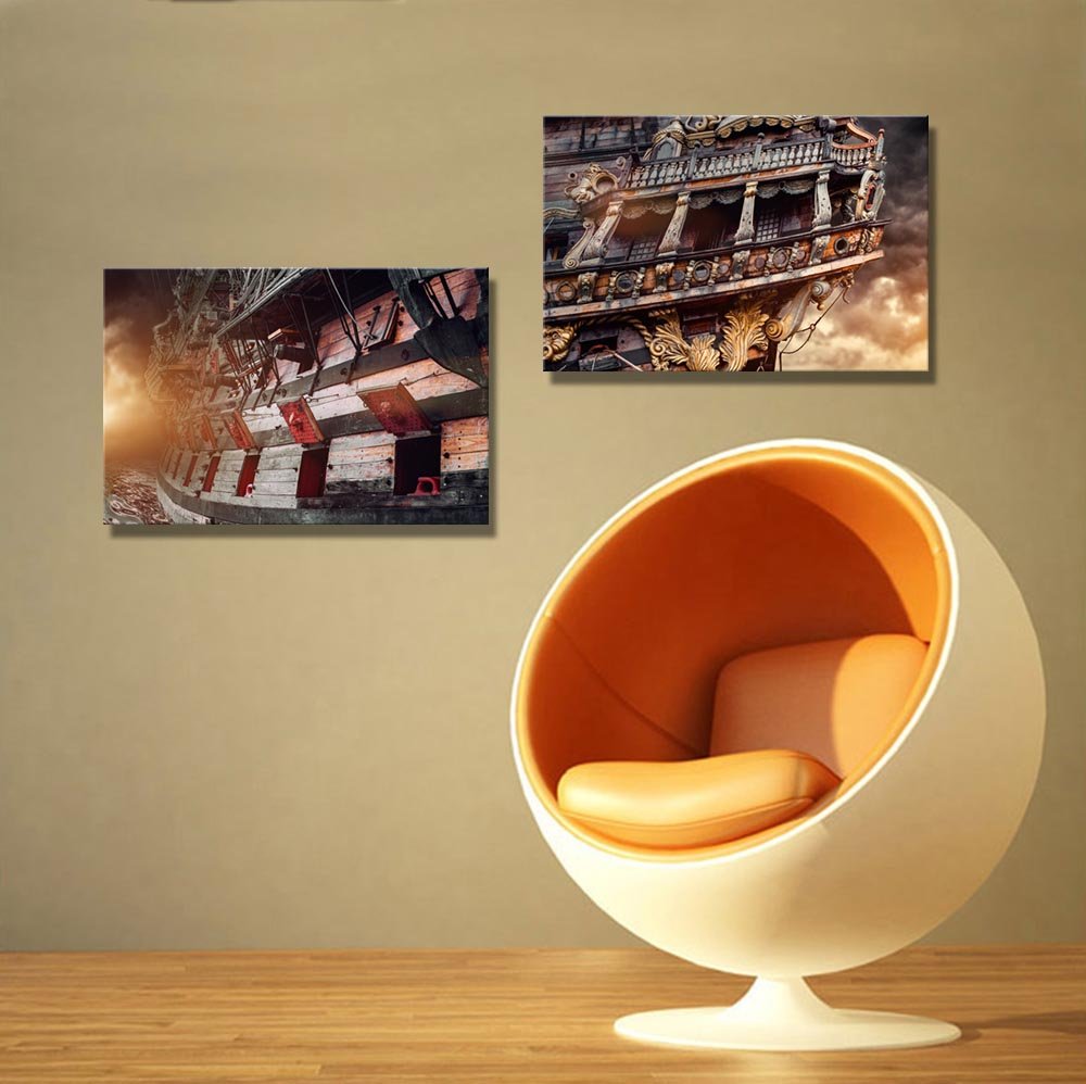 Wall26 - Canvas Prints Wall Art - Pirate Ship And Stormy Sky | Modern Wall Decor/Home Decoration Stretched Gallery Canvas Wrap G