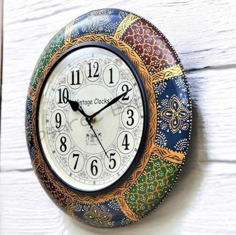 Vintage Clock Hand-Painted Wooden Wall Clock / 12 Inch (30 CmS) / Vc-5639-12-H-Analog
