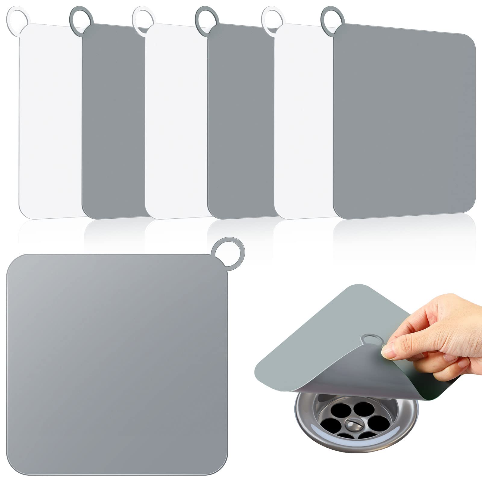 Yinkin 6 Pcs Shower Drain Cover Floor Drain Cover to Keep Bugs Out Silicone Tub Stopper Sewer Anti-Odor Mat Deodorizing Plugs fo