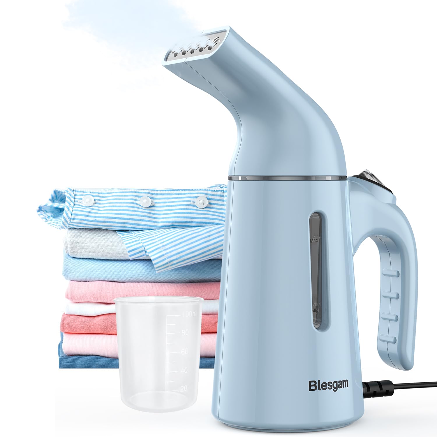 Blesgam Steamer for Clothes 700W, Fast Heat-up in 40S, 120ML Water Tank, 25g/min Strong Penetrating Steam, Portable Clothes Stea
