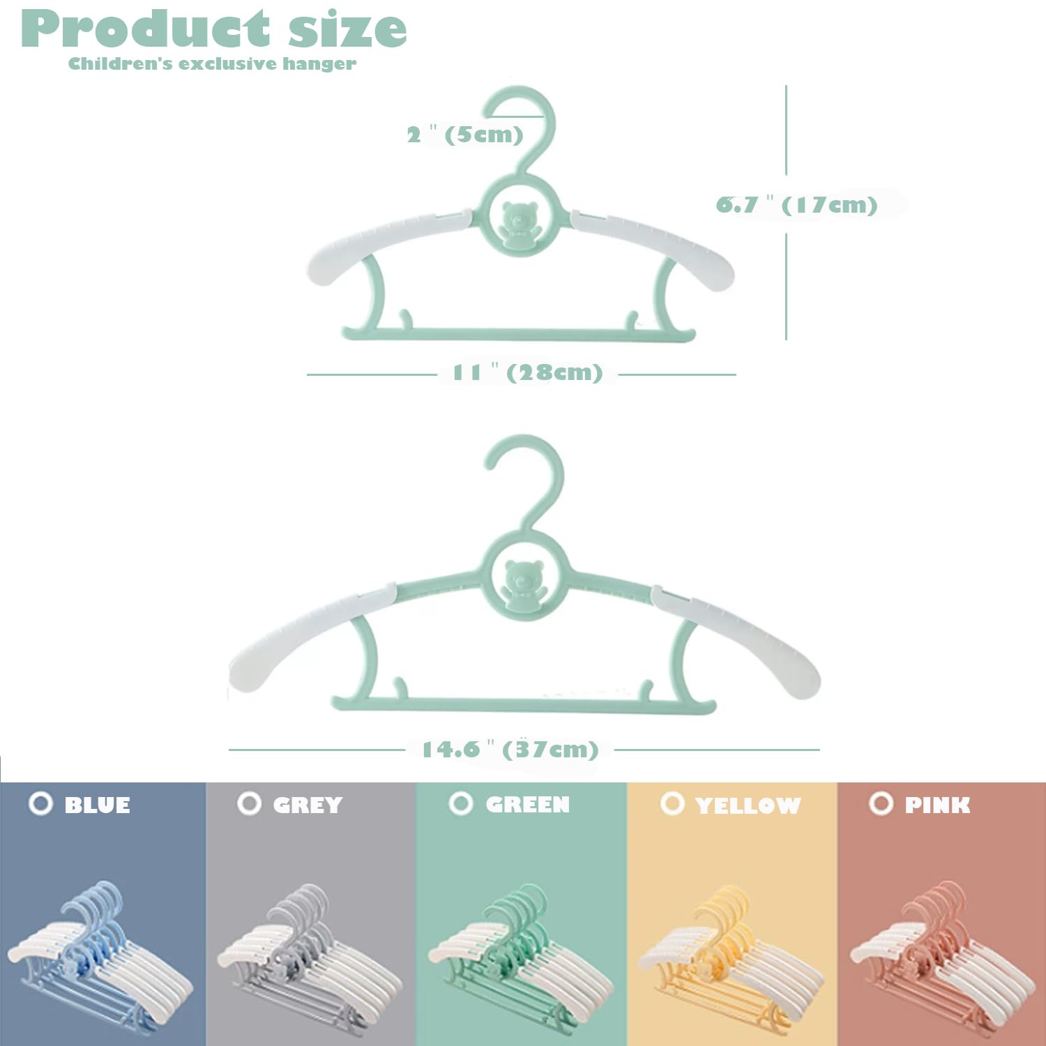 Jsf Set Of 20Pcs Baby Hangers, Baby Hangers For Closet, Durable Non Slip Baby Hangers, 11-14'' Baby Hangers For Closet, Green Ha