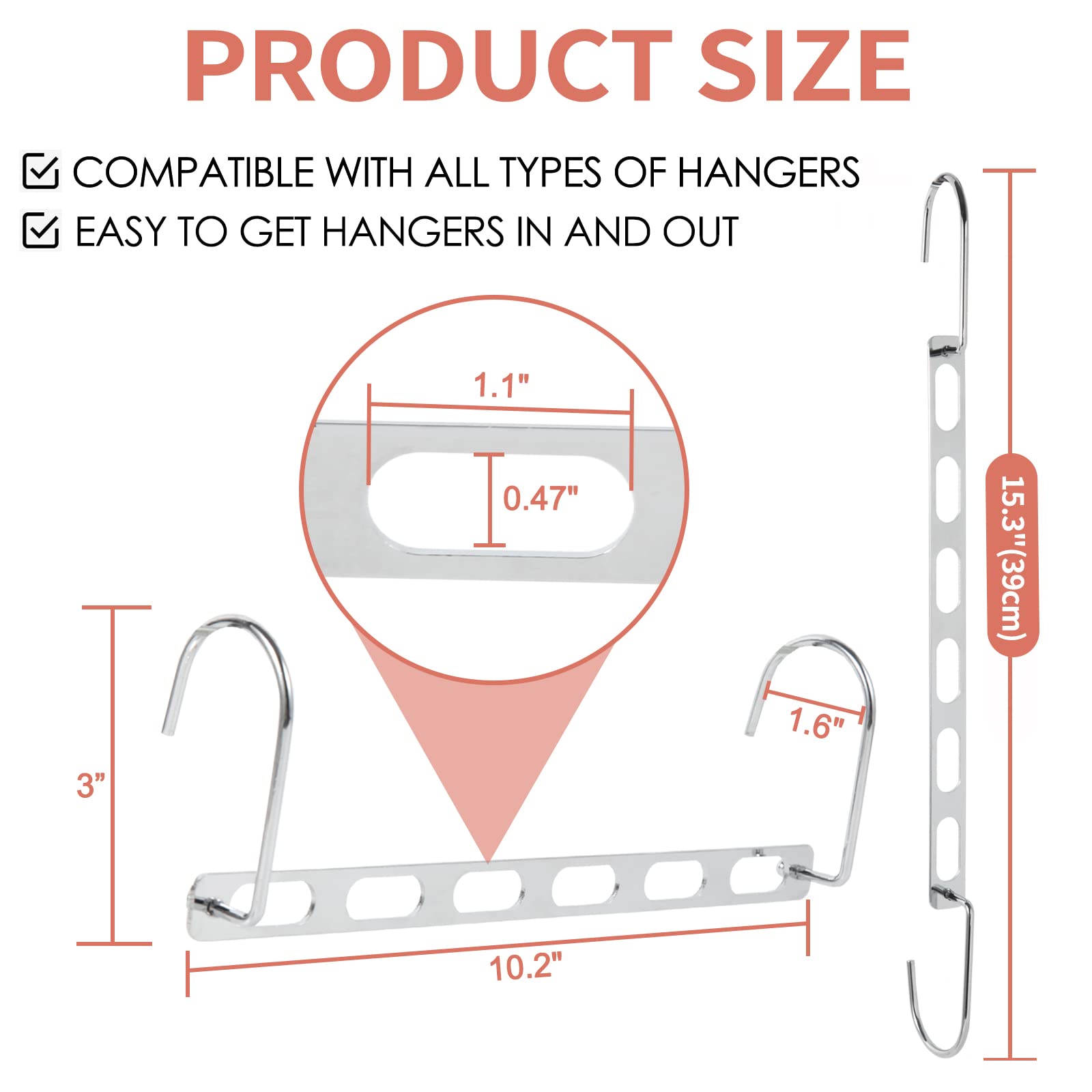 Space Saving Hangers, 10 Pack Metal Hanger Organizer, Space Saver Hangers, Collapsible Hangers For Heavy Clothes, Magic Hangers